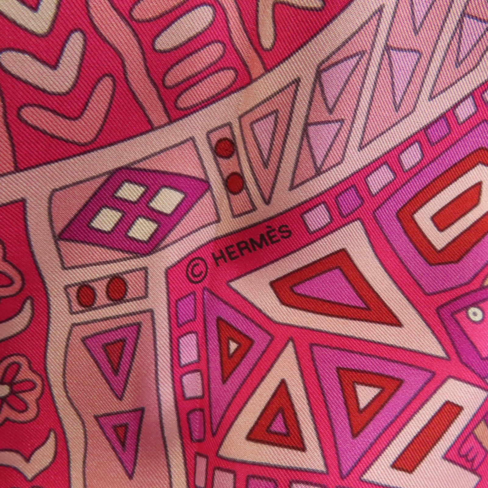 HERMES Scarf Scarves Silk Pink