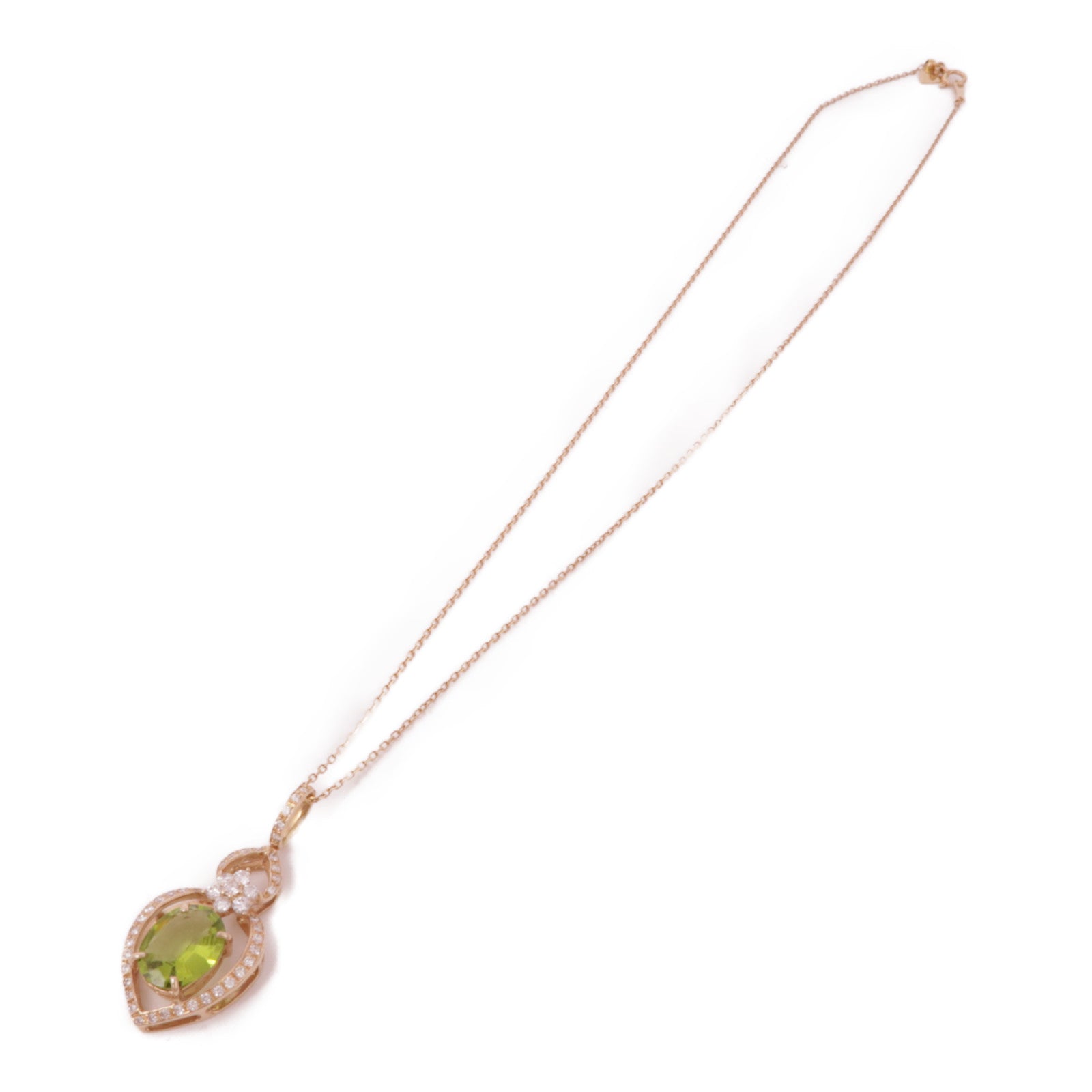 JEWELRY Peridot Diamond Necklace 18K Yellow Gold
