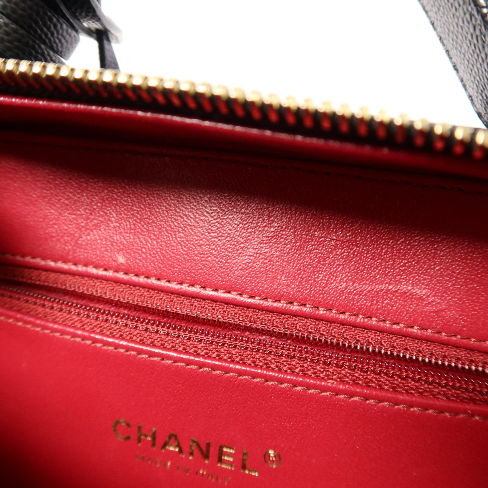 CHANEL 牛皮皮革Filigree Vanity Case Medium金扣手挽肩背兩用袋