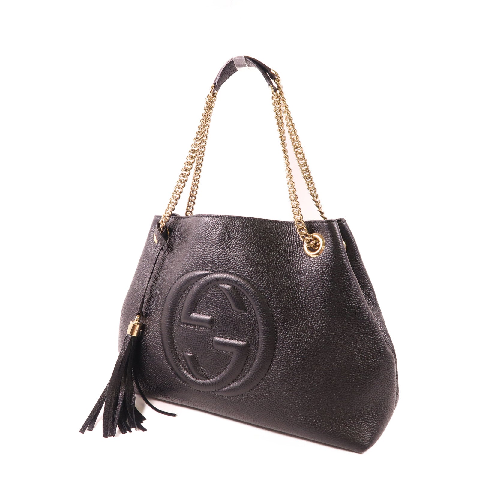 GUCCI 牛皮皮革Tote Bag金扣鏈帶手挽袋