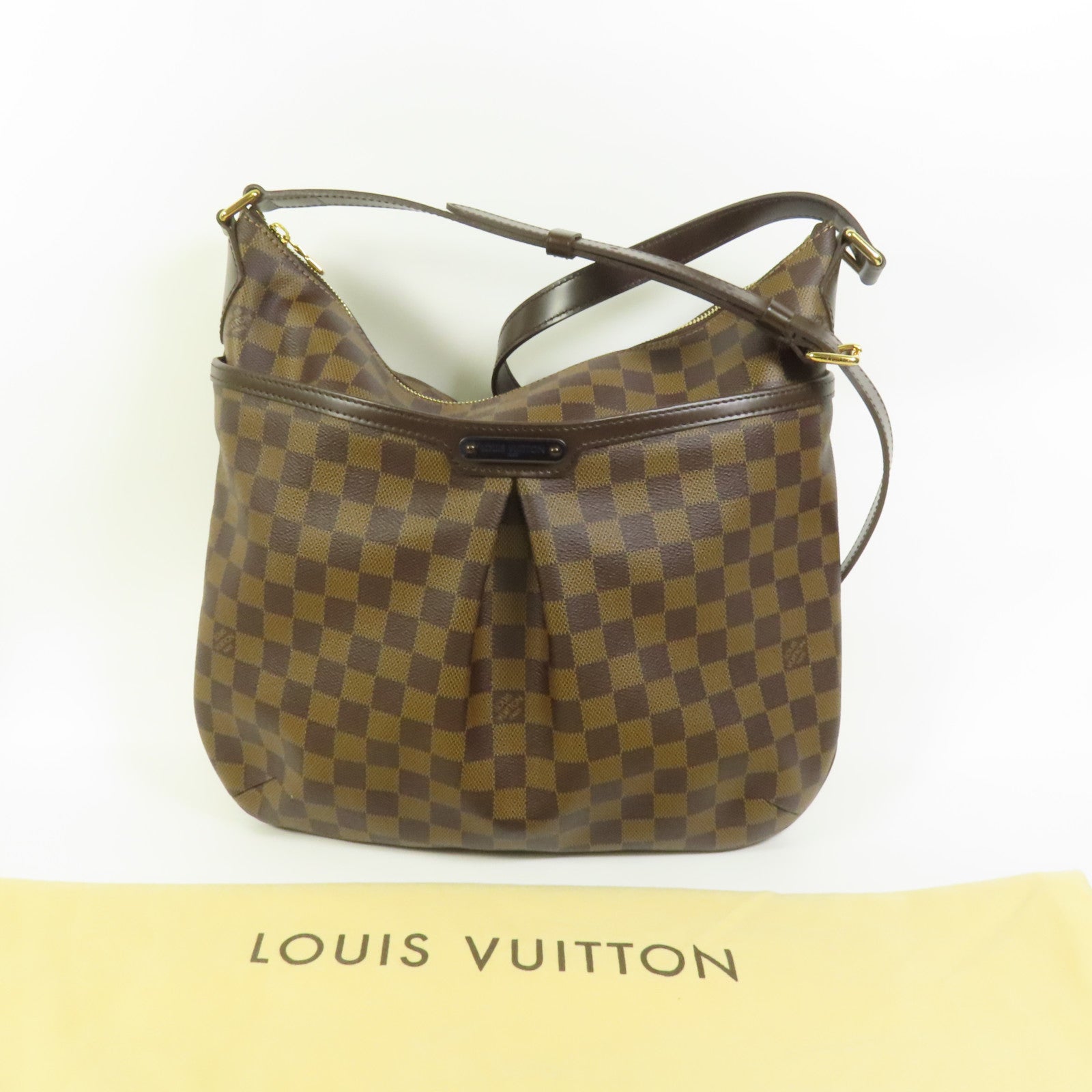 LOUIS VUITTON Damier Bloomsbury PM金扣肩背袋棕色