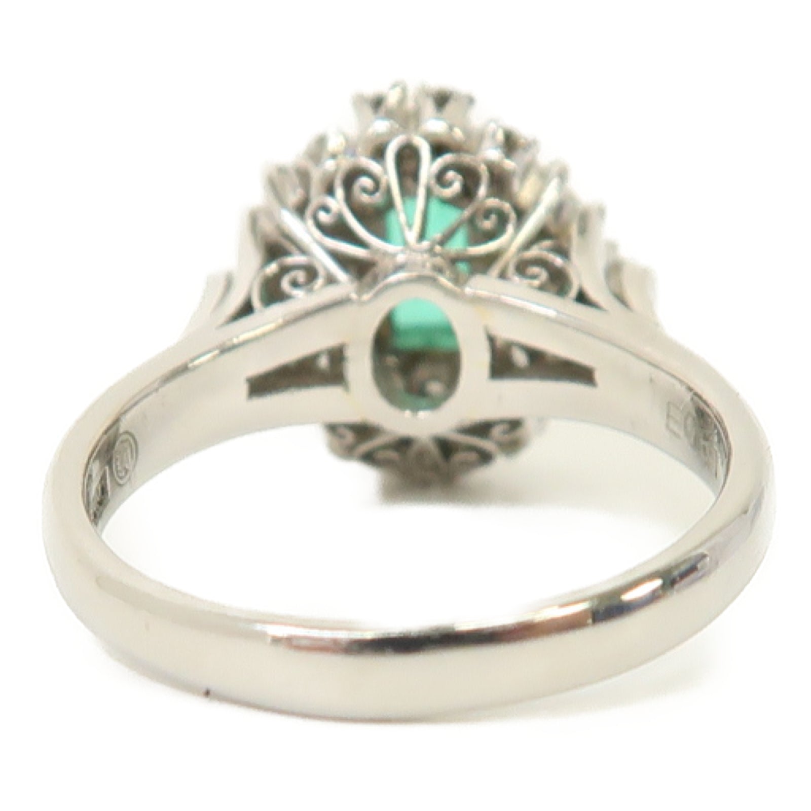 JEWELRY 【激減優惠】PT900鉑金Emerald Diamond Ring 0.61ct綠寶石/0.73ct鑽石戒指US#6