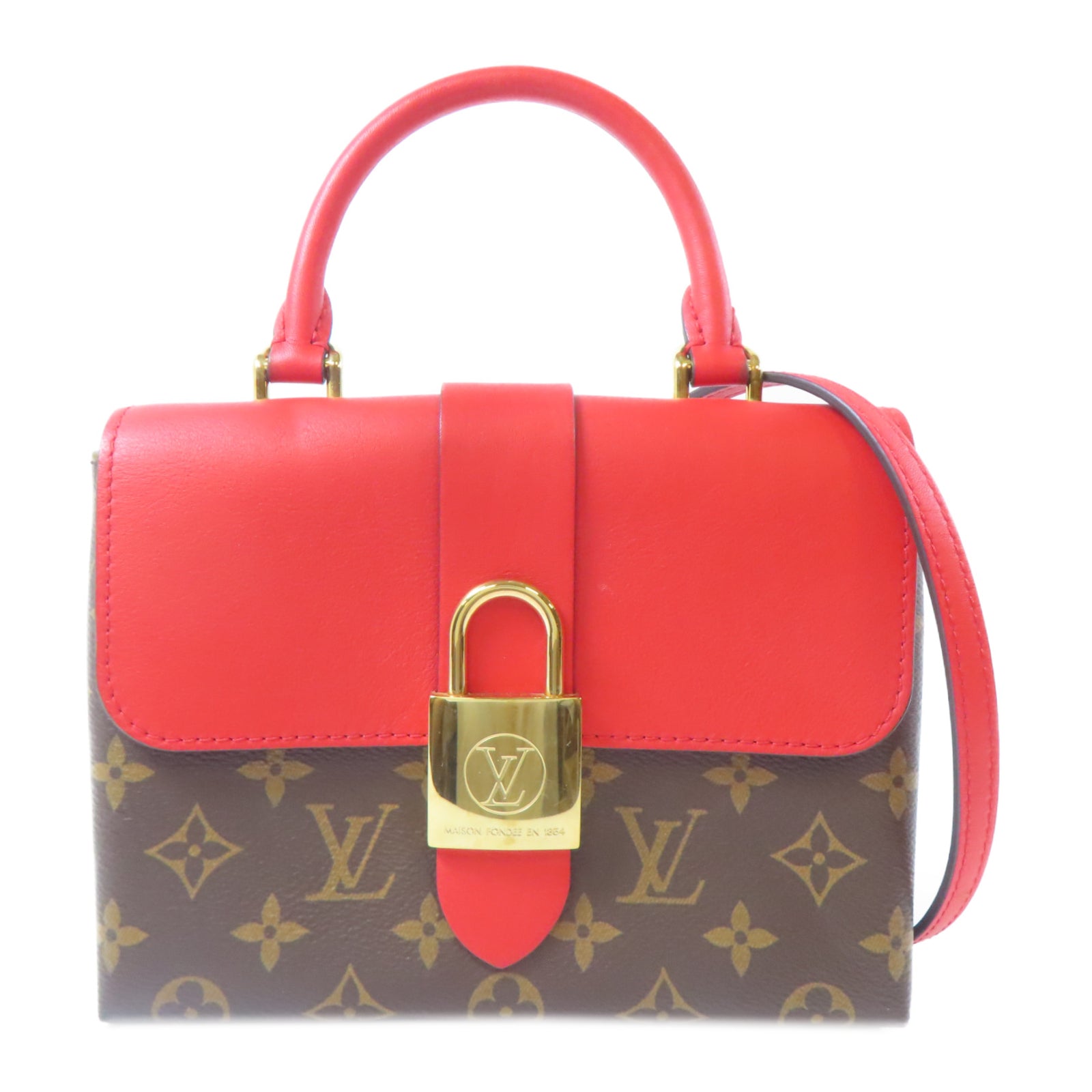 LOUIS VUITTON 【激減優惠】Monogram Locky BB金扣手挽肩背兩用袋啡色/紅色