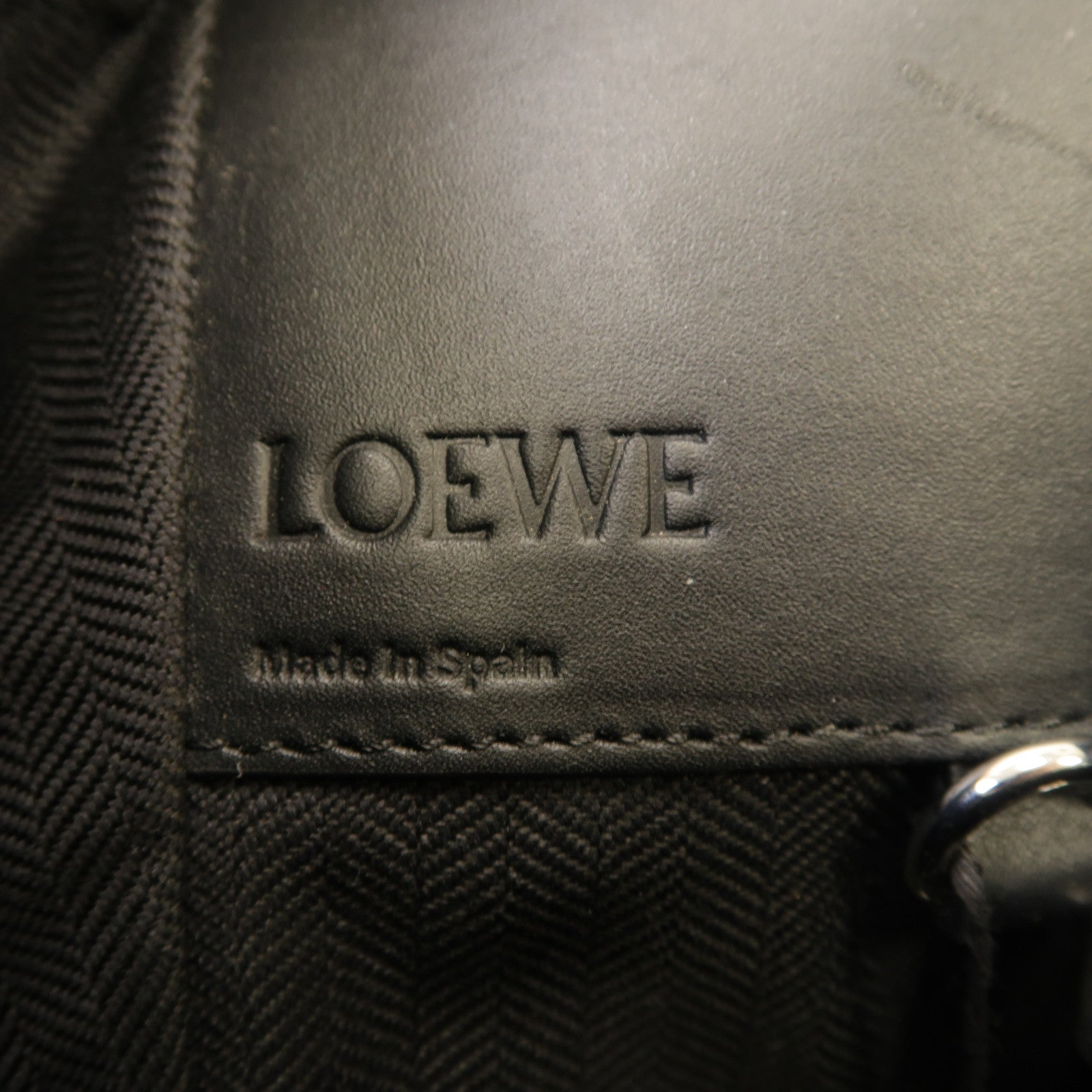 LOEWE 牛皮皮革/帆布Hammock銀扣手挽肩背兩用袋藍色
