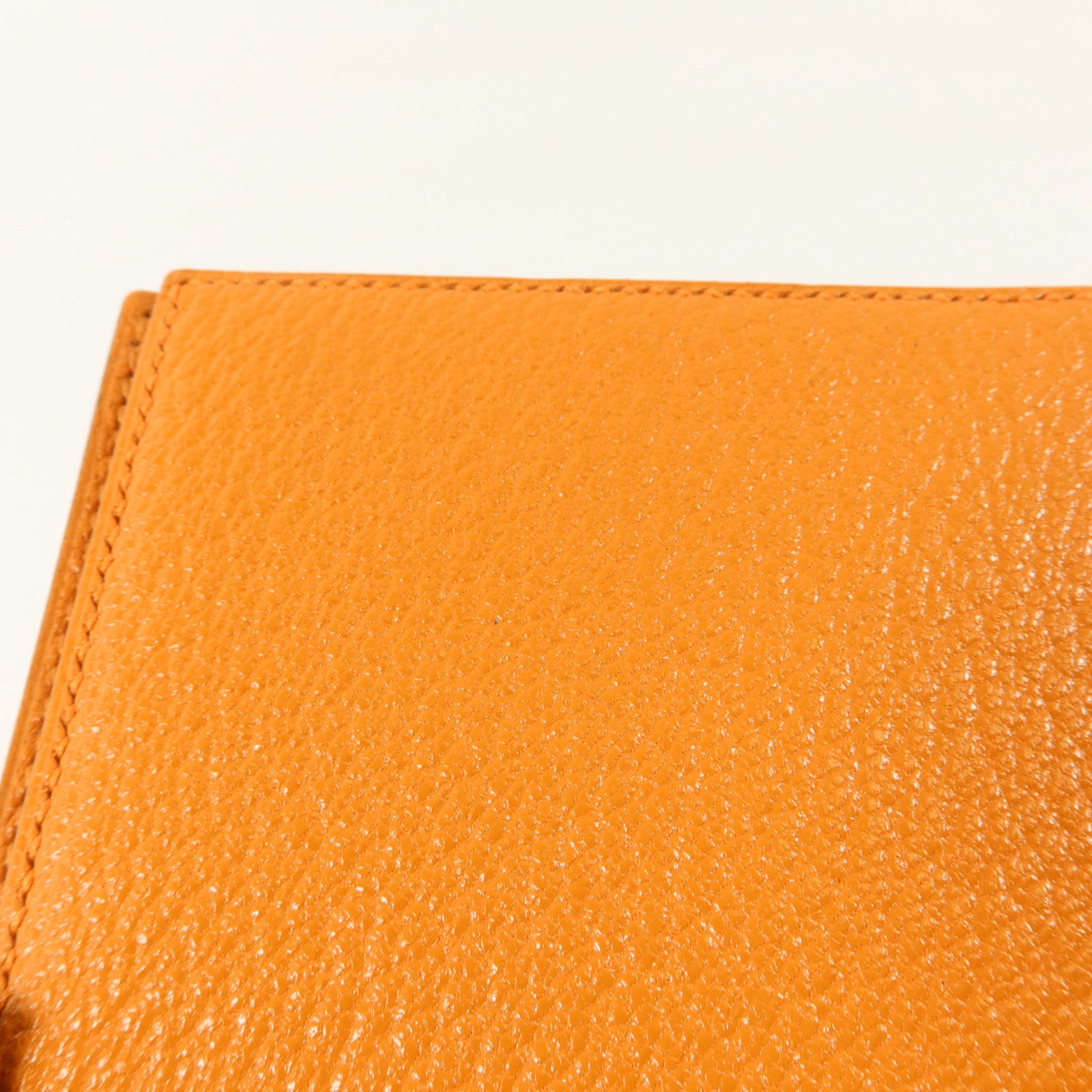 HERMES Chevre皮革Bearn Long Wallet金扣長錢包Orange