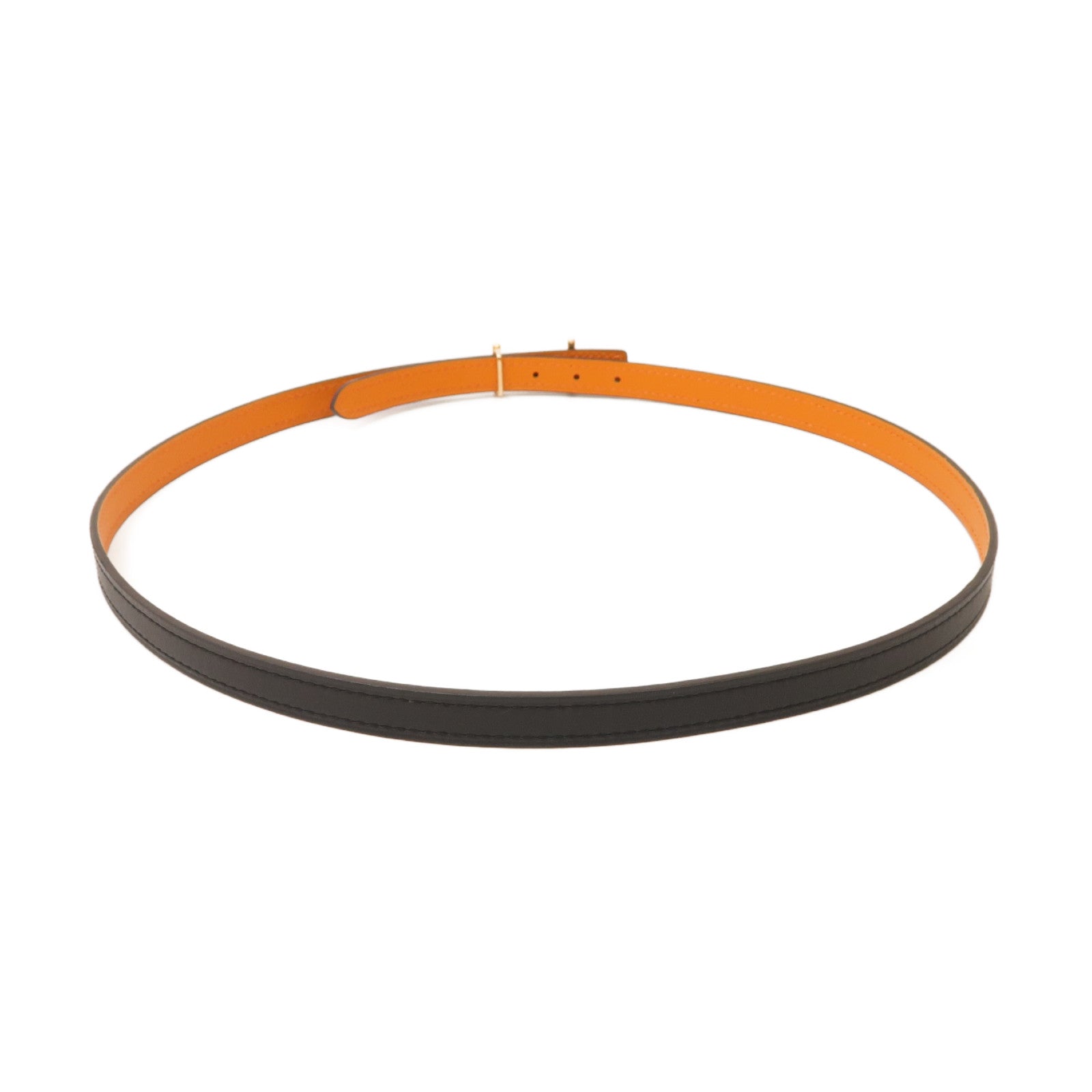 HERMES 【激減優惠】牛皮皮革Belt 75金扣皮帶黑色/棕色