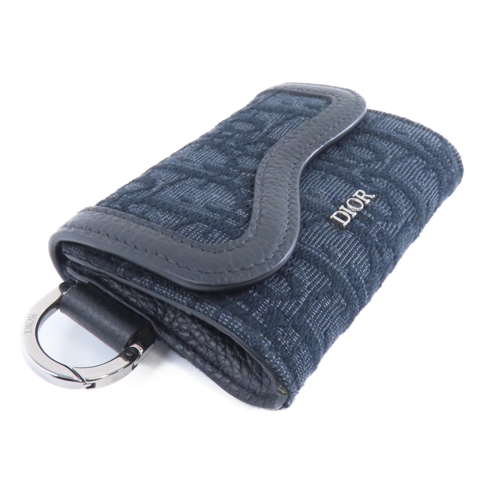 Dior 帆布Card Case銀扣卡片套深藍色