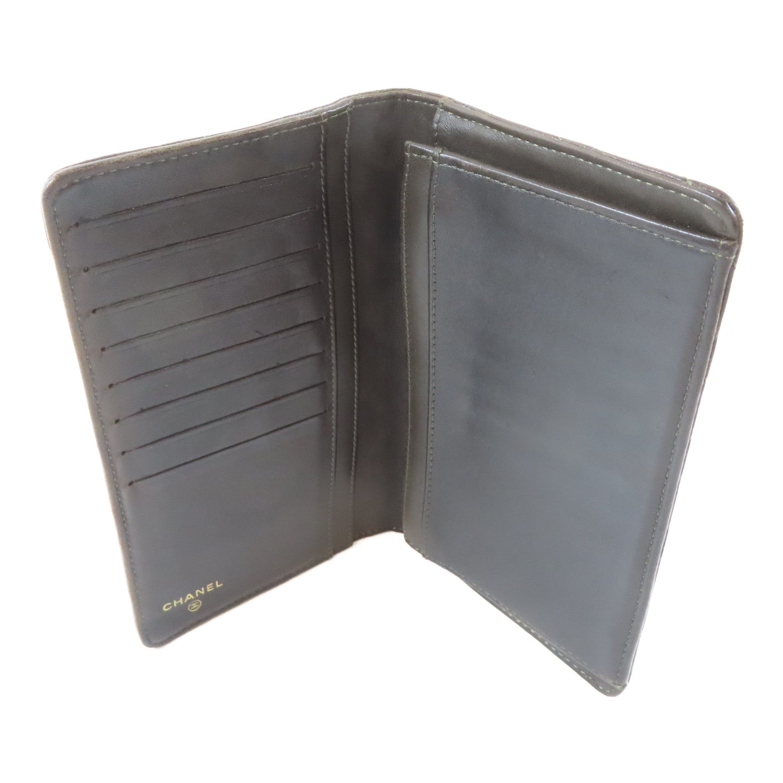 CHANEL 菱格羊皮皮革2.55 Long Bifold Wallet金扣長錢包啡色