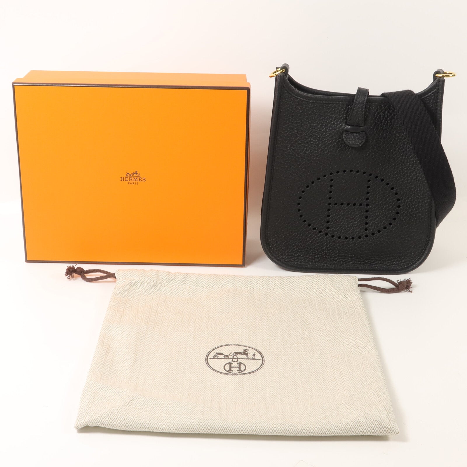 HERMES Clemence皮革Evelyne TPM肩背袋Noir