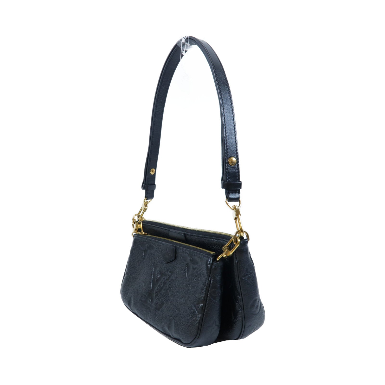 LOUIS VUITTON Monogram Empreinte Multi Pochette Accessoires金扣肩背袋黑色