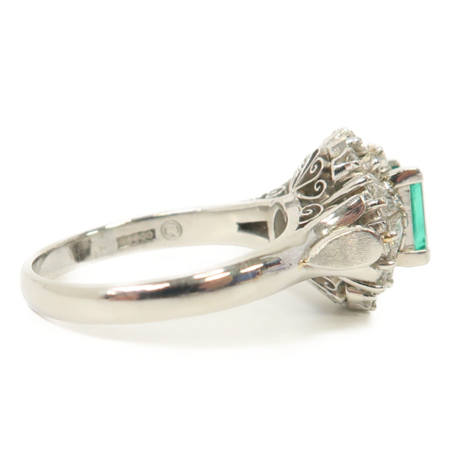 JEWELRY 【激減優惠】PT900鉑金Emerald Diamond Ring 0.61ct綠寶石/0.73ct鑽石戒指US#6