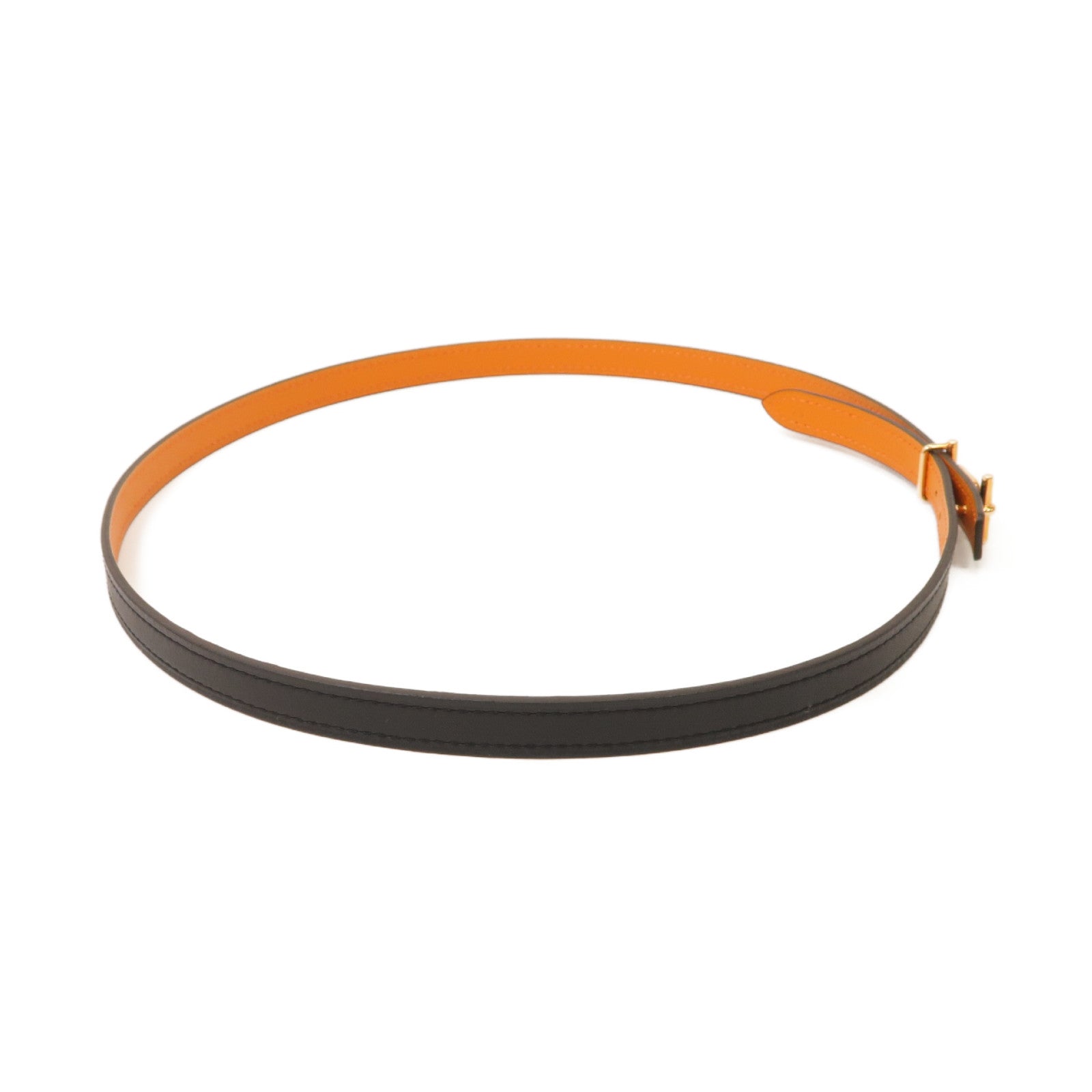 HERMES 【激減優惠】牛皮皮革Belt 75金扣皮帶黑色/棕色