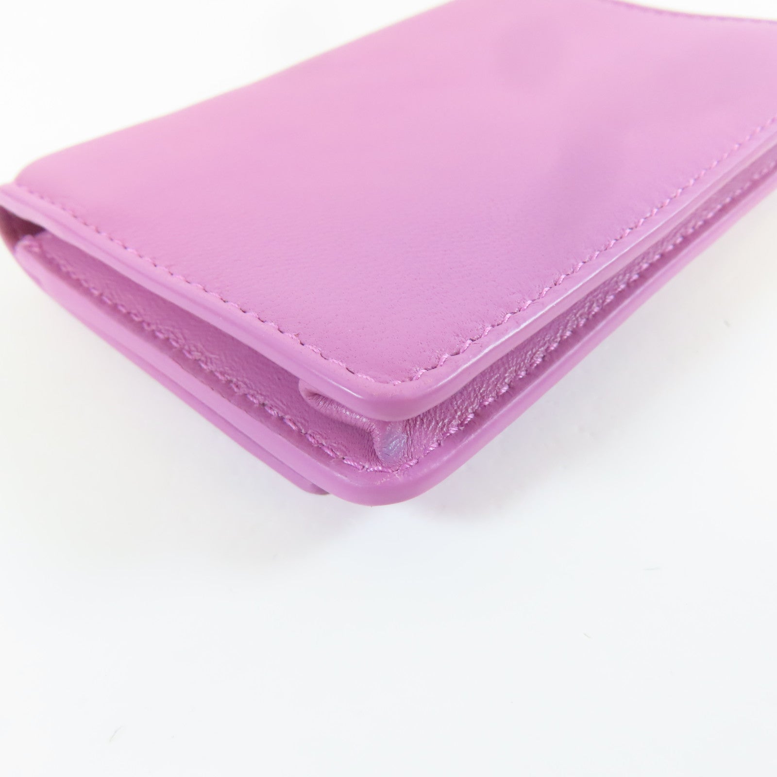 BOTTEGA VENETA 牛皮皮革Card Case黑扣卡片套粉紫色