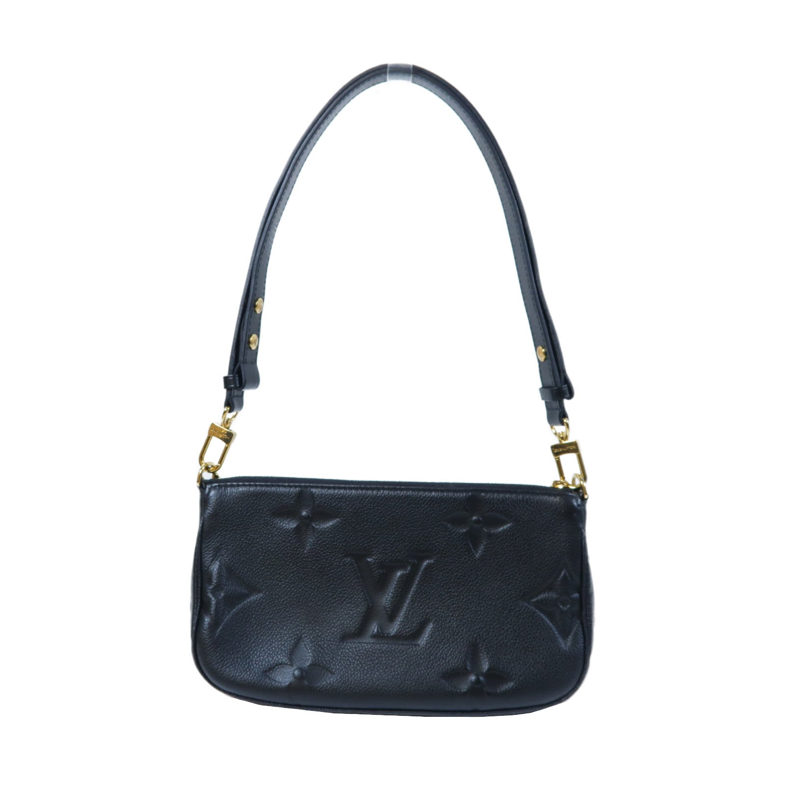 LOUIS VUITTON Monogram Empreinte Multi Pochette Accessoires金扣肩背袋黑色