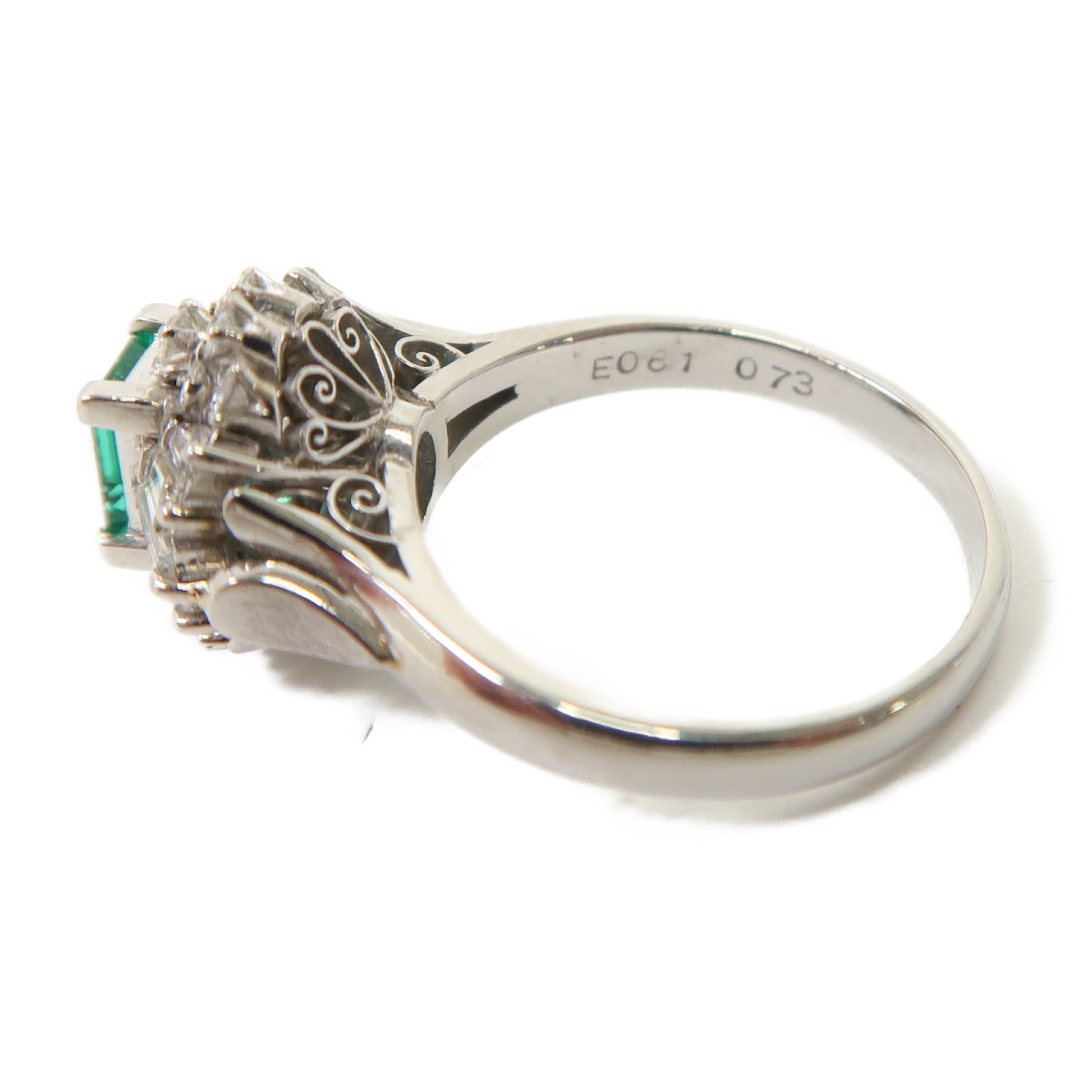 JEWELRY 【激減優惠】PT900鉑金Emerald Diamond Ring 0.61ct綠寶石/0.73ct鑽石戒指US#6