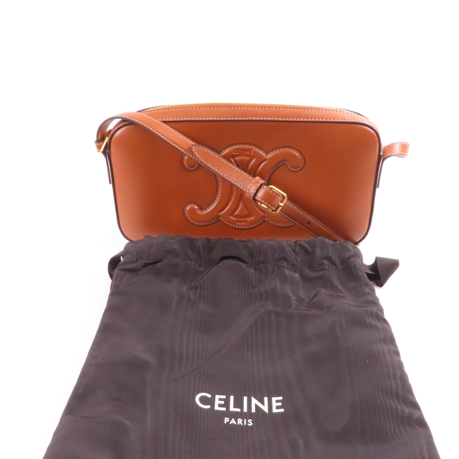 CELINE 牛皮皮革Cuir Triomphe金扣肩背袋