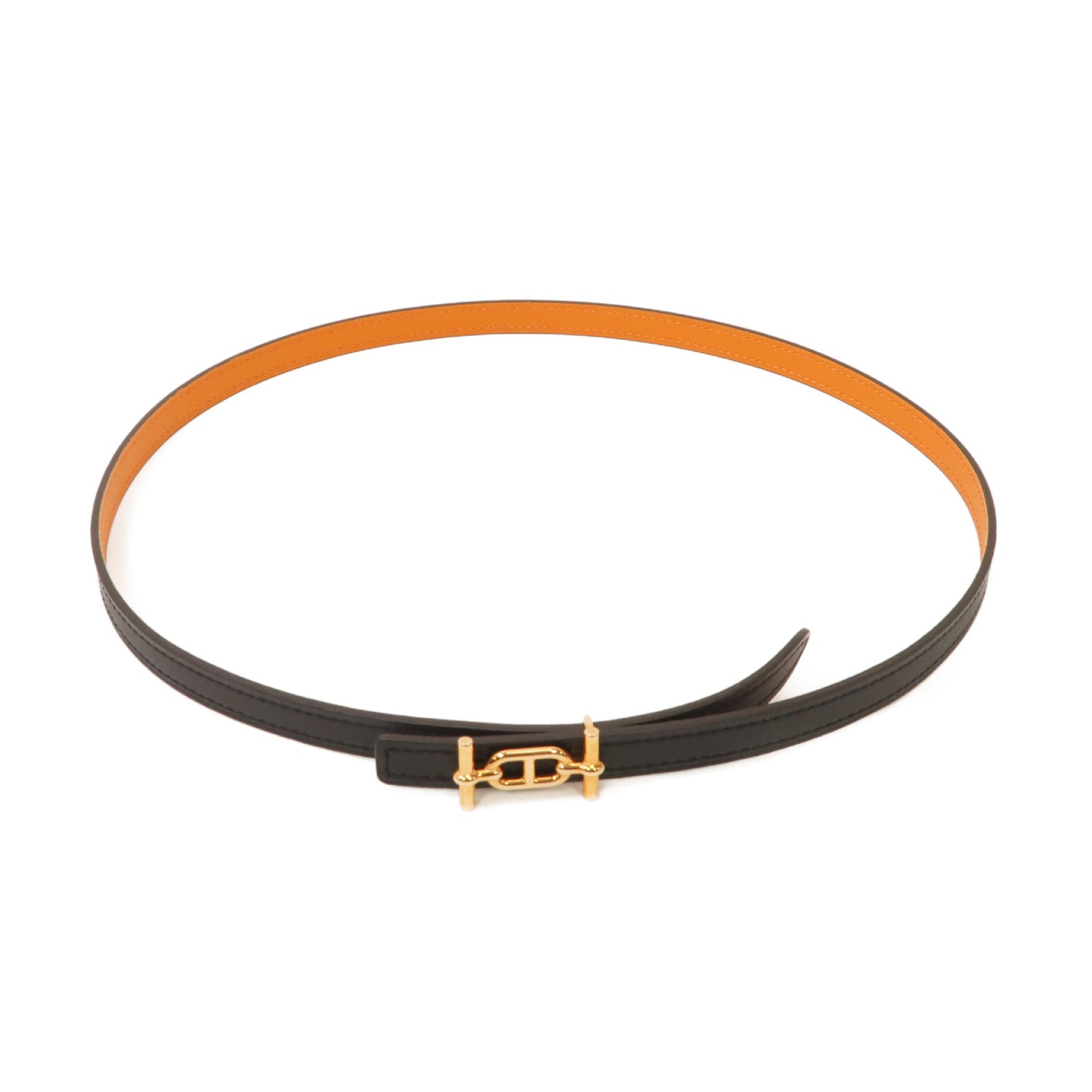 HERMES 【激減優惠】牛皮皮革Belt 75金扣皮帶黑色/棕色