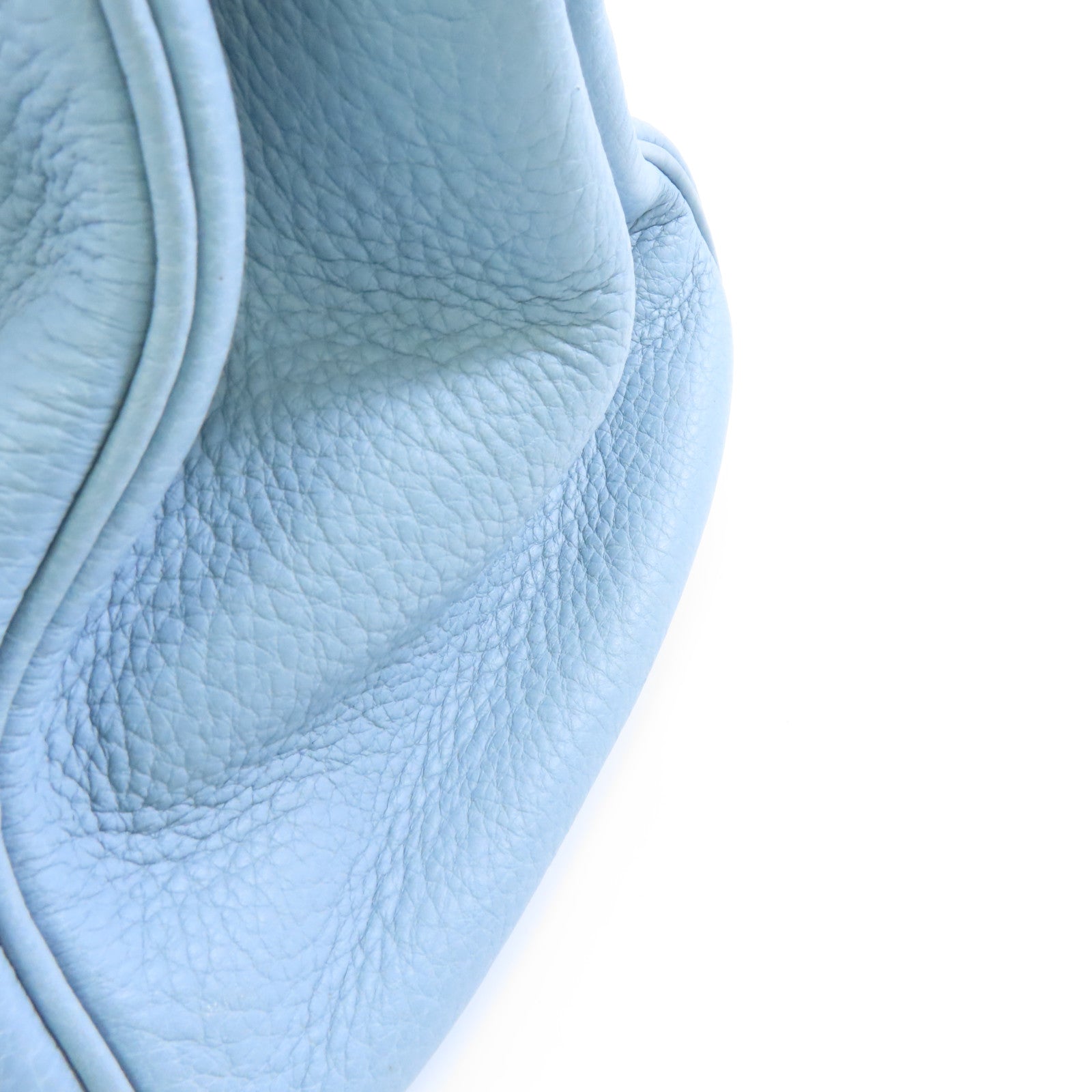 HERMES Clemence皮革Shoulder Birkin銀扣肩背袋淺藍色
