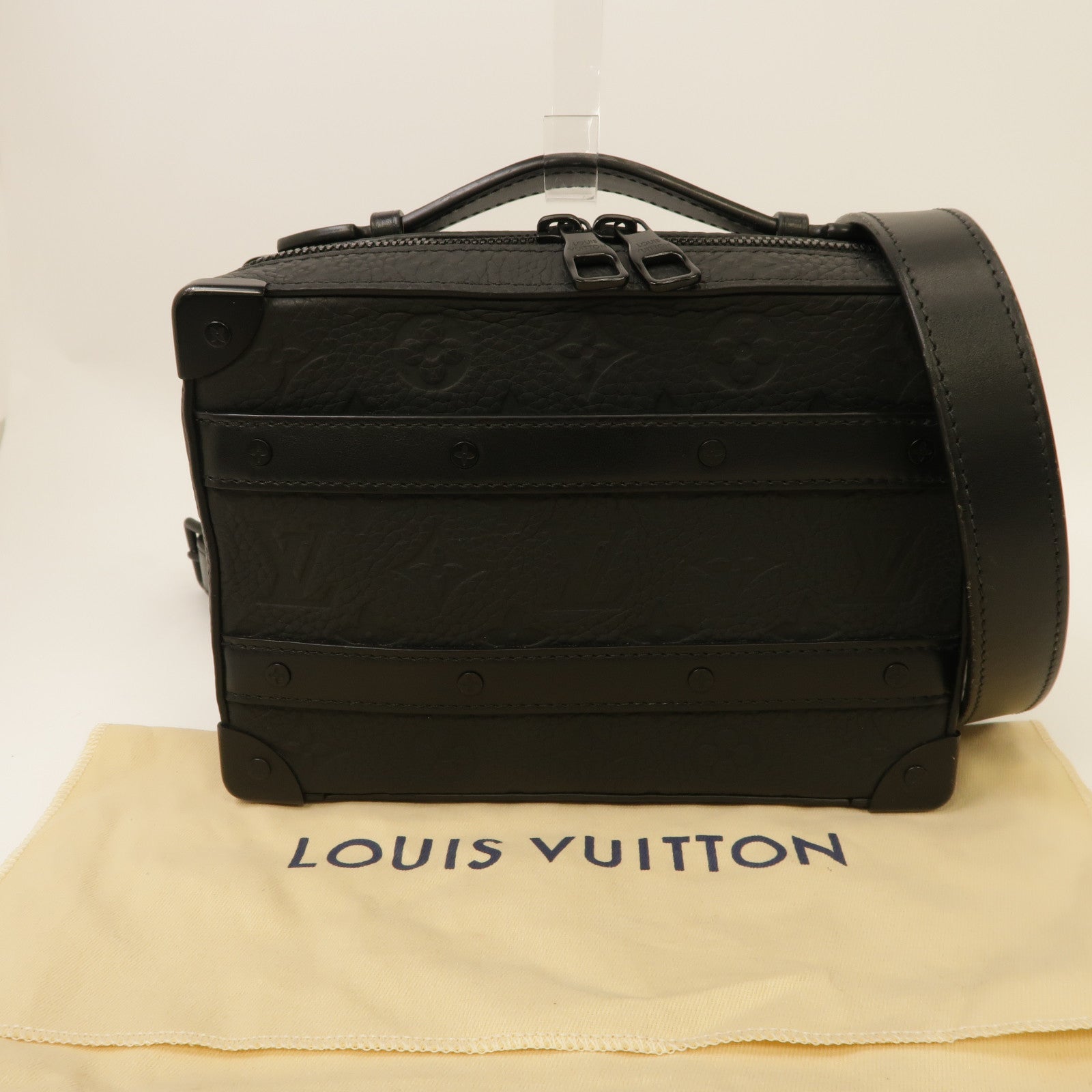 LOUIS VUITTON Monogram Taurillon皮革Handle Soft Trunk手挽肩背兩用袋黑色