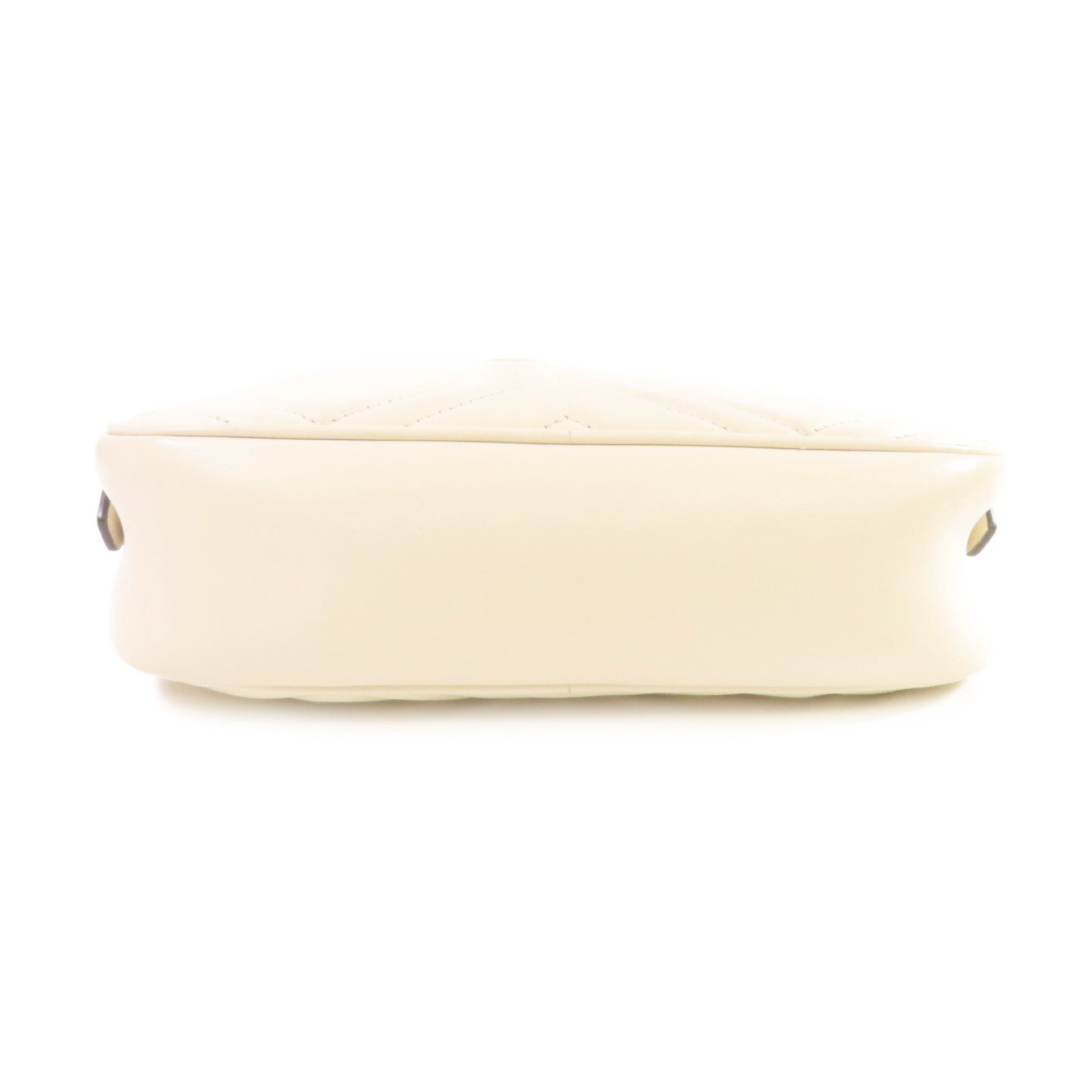 GUCCI 【激減優惠】牛皮皮革GG Marmont Shoulder Bag金扣鏈帶肩背袋米白色
