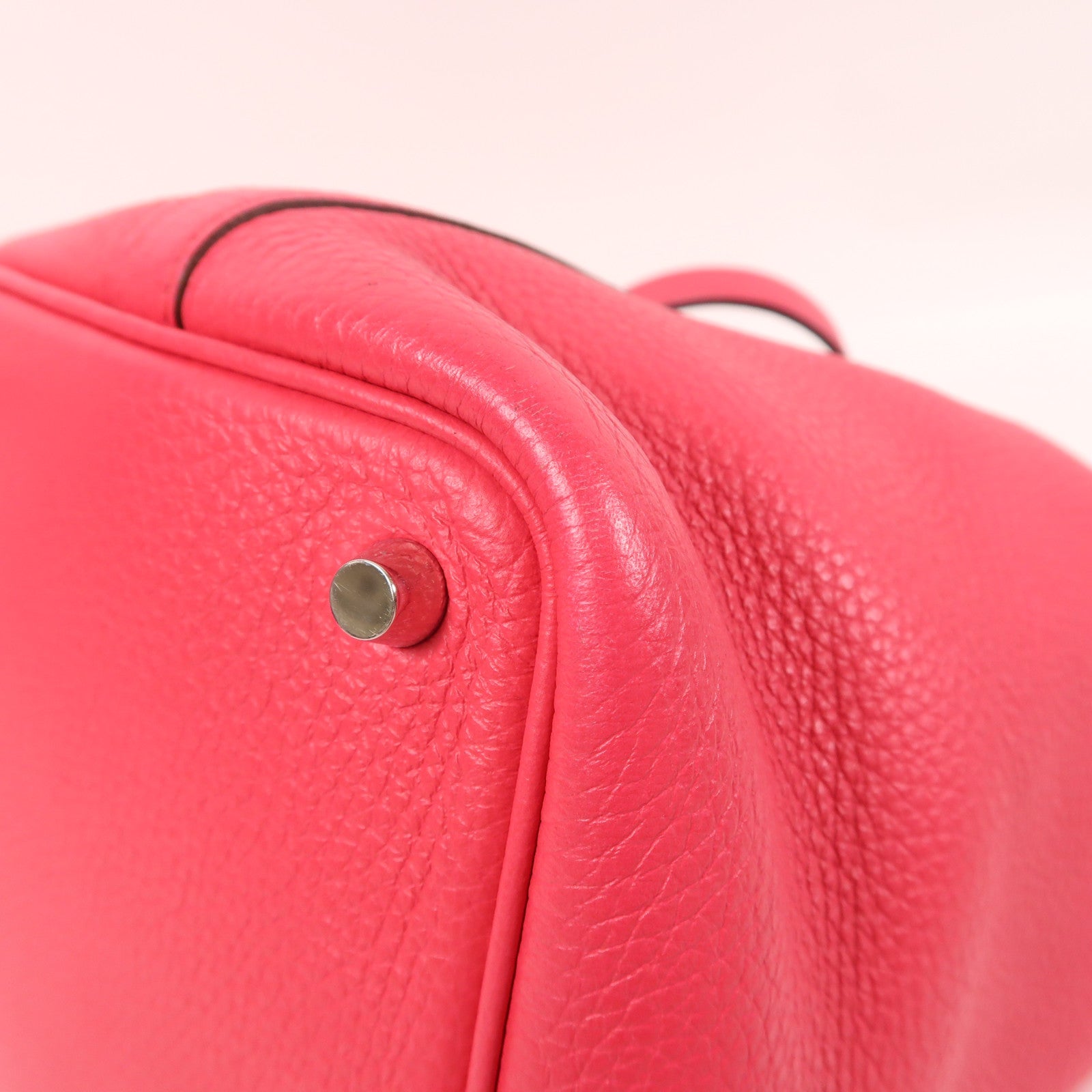 HERMES Clemence皮革Picotin PM銀扣手挽袋粉紅色