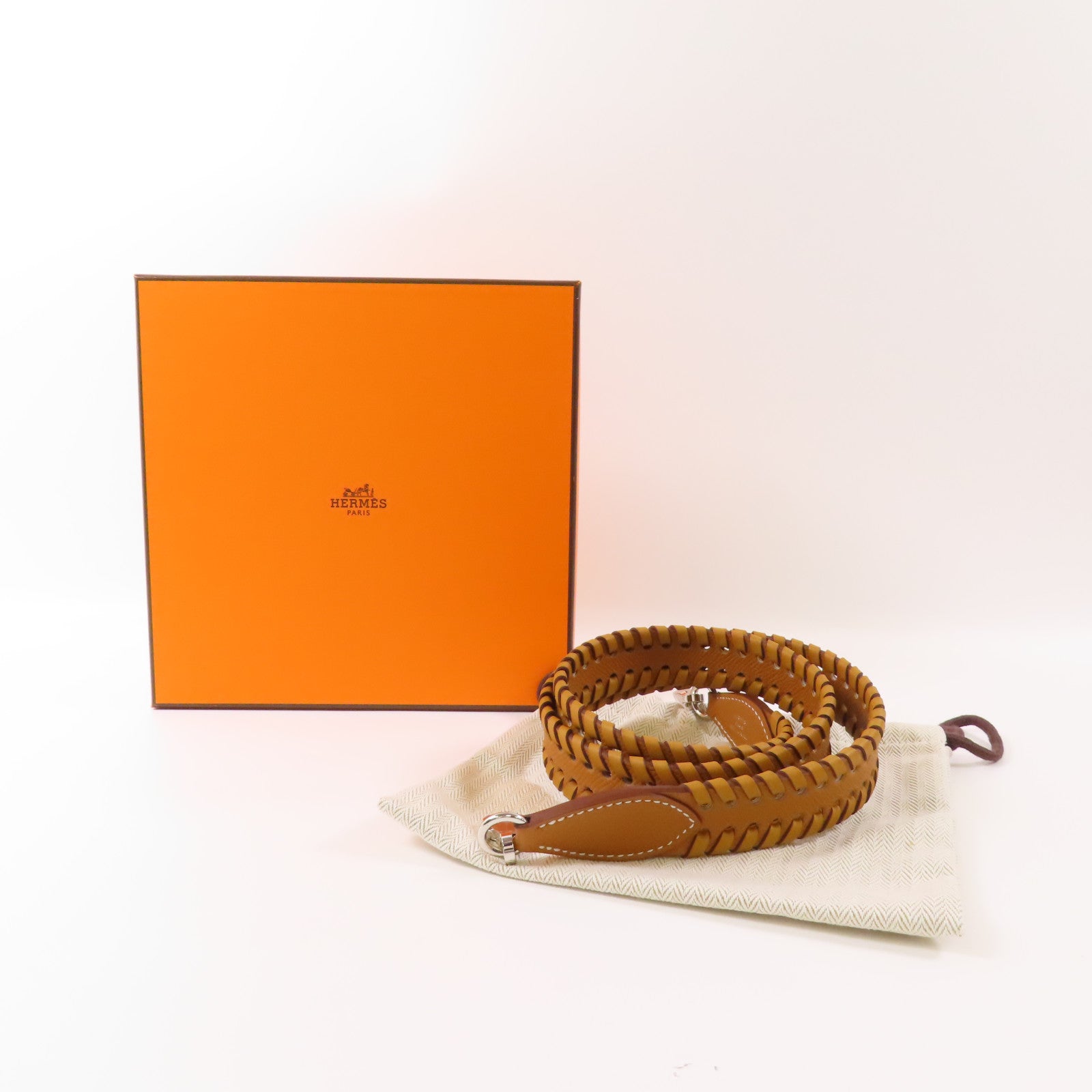 HERMES Epsom皮革Shoulder Strap銀扣肩帶Gold