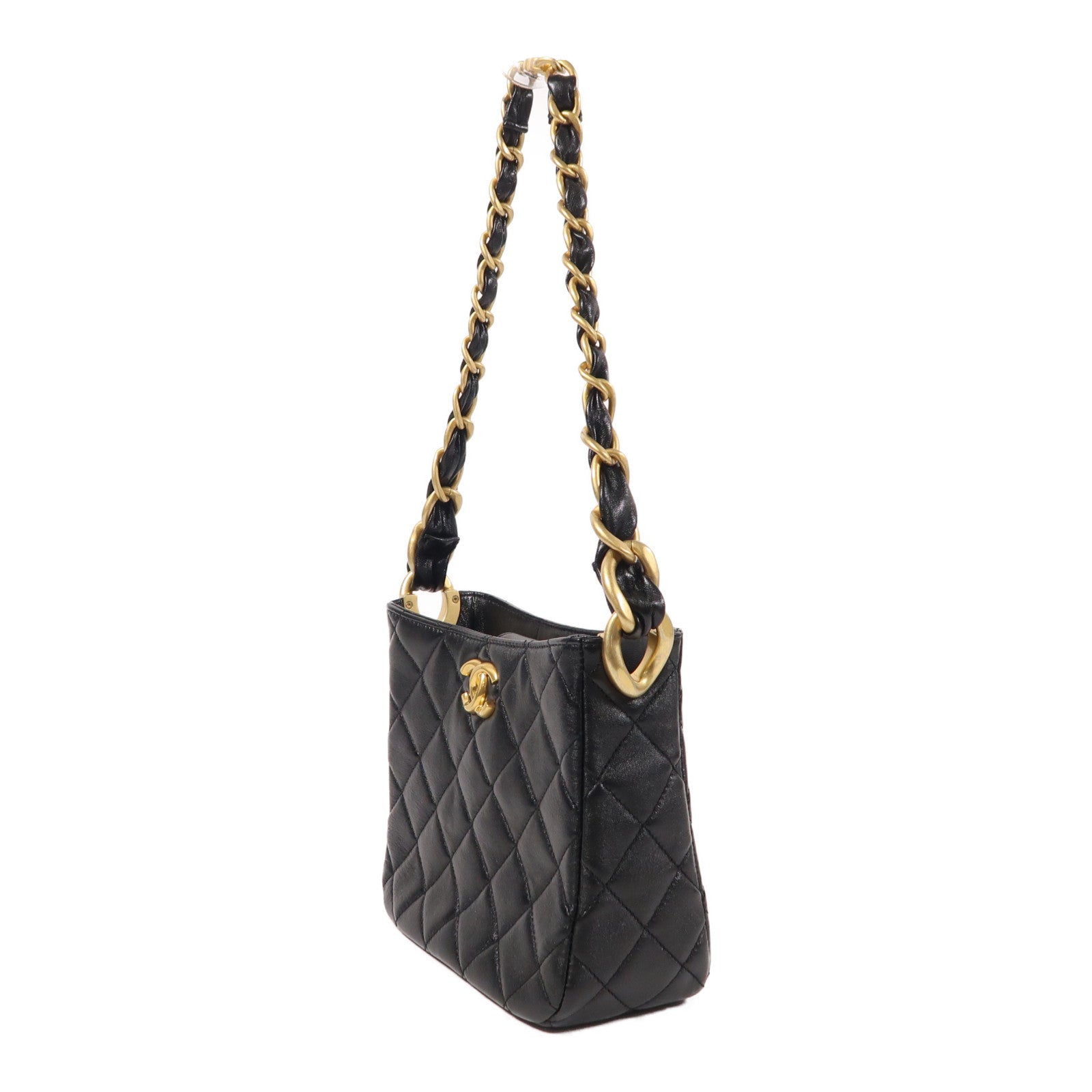 CHANEL 牛皮皮革Hobo Bag金扣鏈帶肩背袋