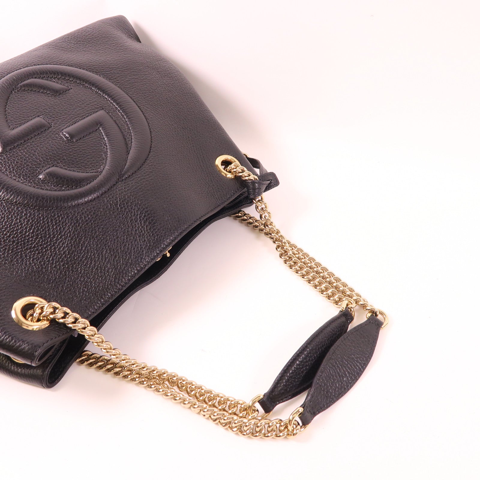 GUCCI 牛皮皮革Tote Bag金扣鏈帶手挽袋
