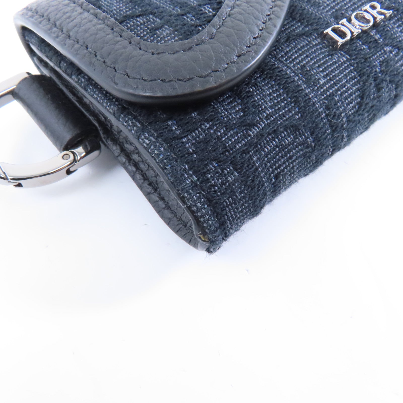 Dior 帆布Card Case銀扣卡片套深藍色