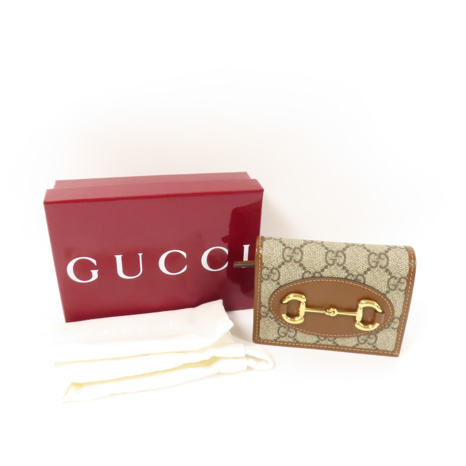GUCCI 塗層帆布Horsebit 1955金扣錢包