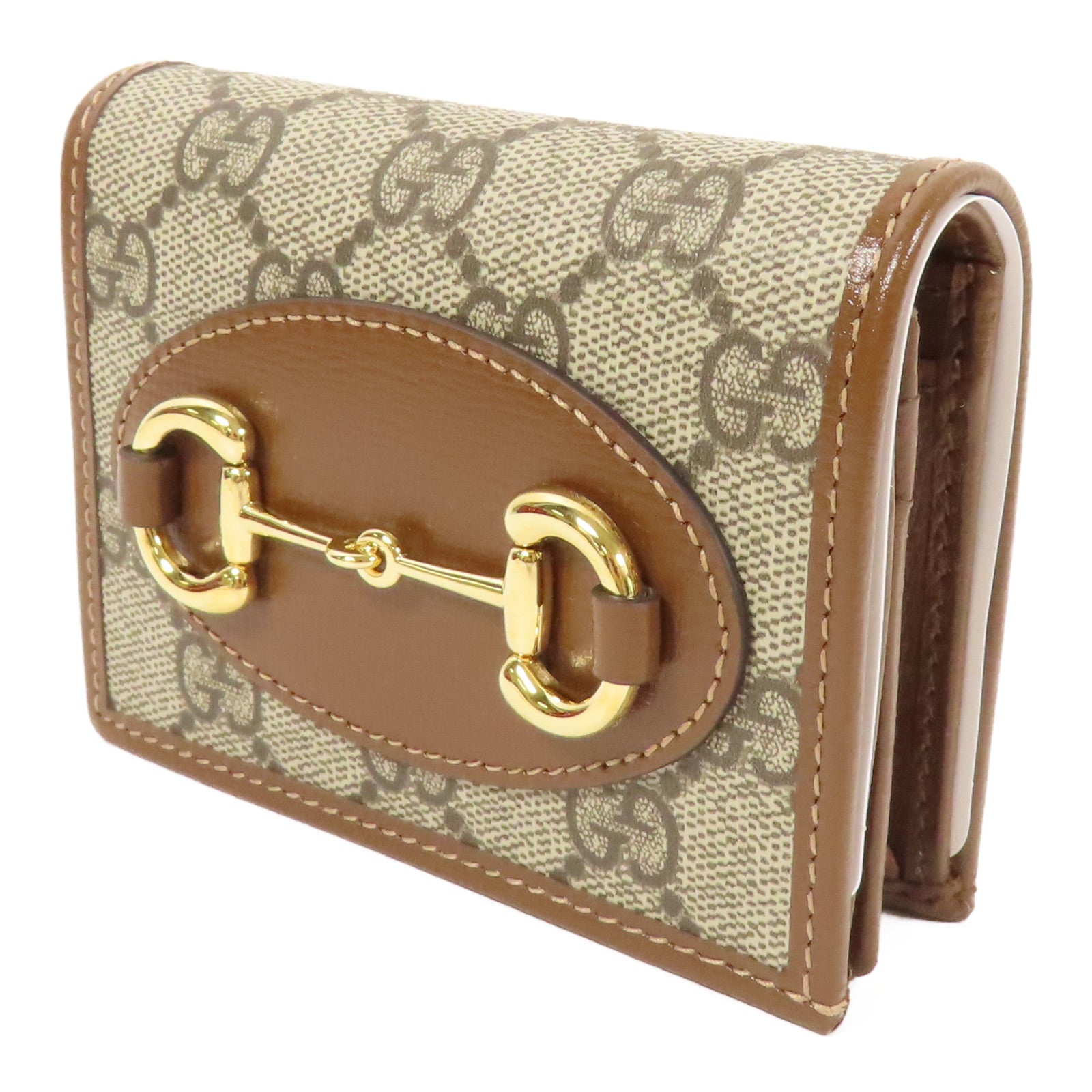 GUCCI 塗層帆布Horsebit 1955金扣錢包