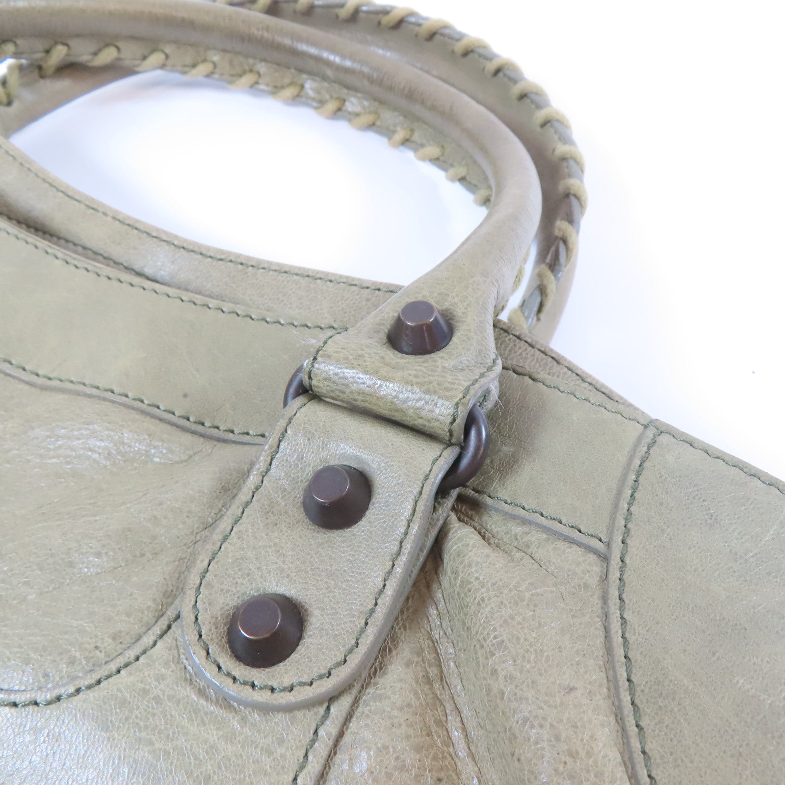 BALENCIAGA 羊皮皮革Classic Part Time銀扣手挽肩背兩用袋綠色