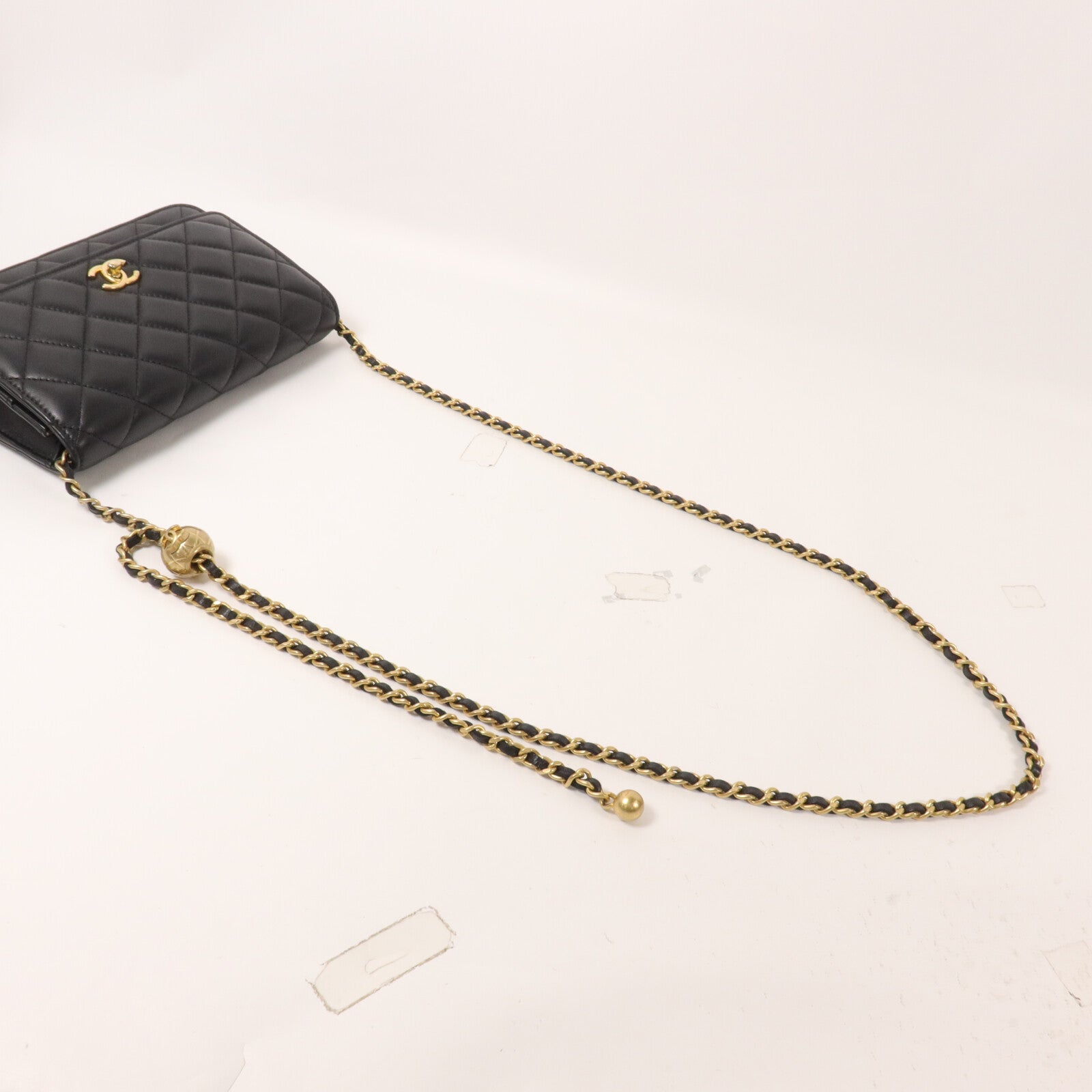 CHANEL 羊皮皮革Wallet On Chain With Gold Ball鏈帶肩背袋