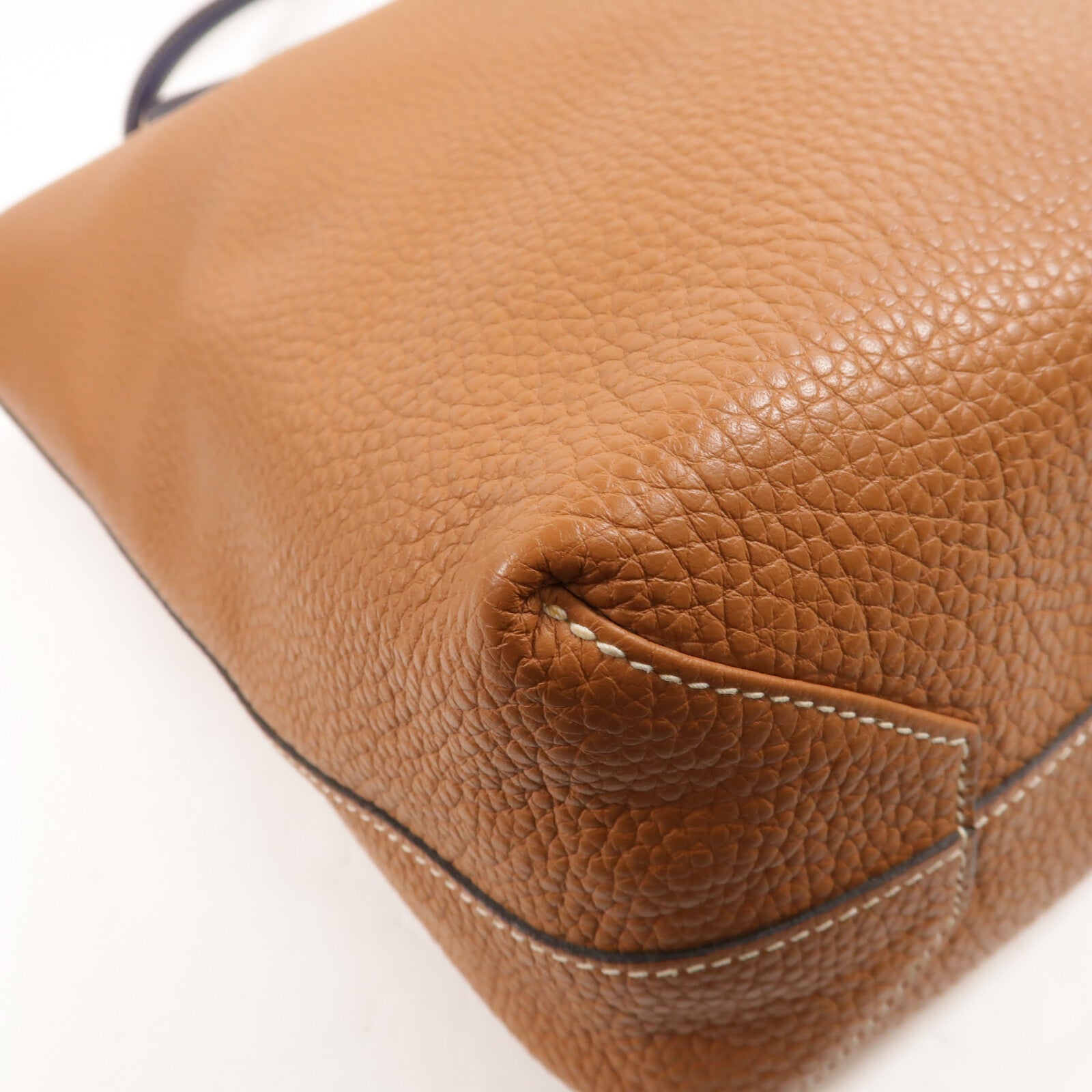 HERMES Clemence皮革Double Sens 36手挽袋Gold/Bleu Encre