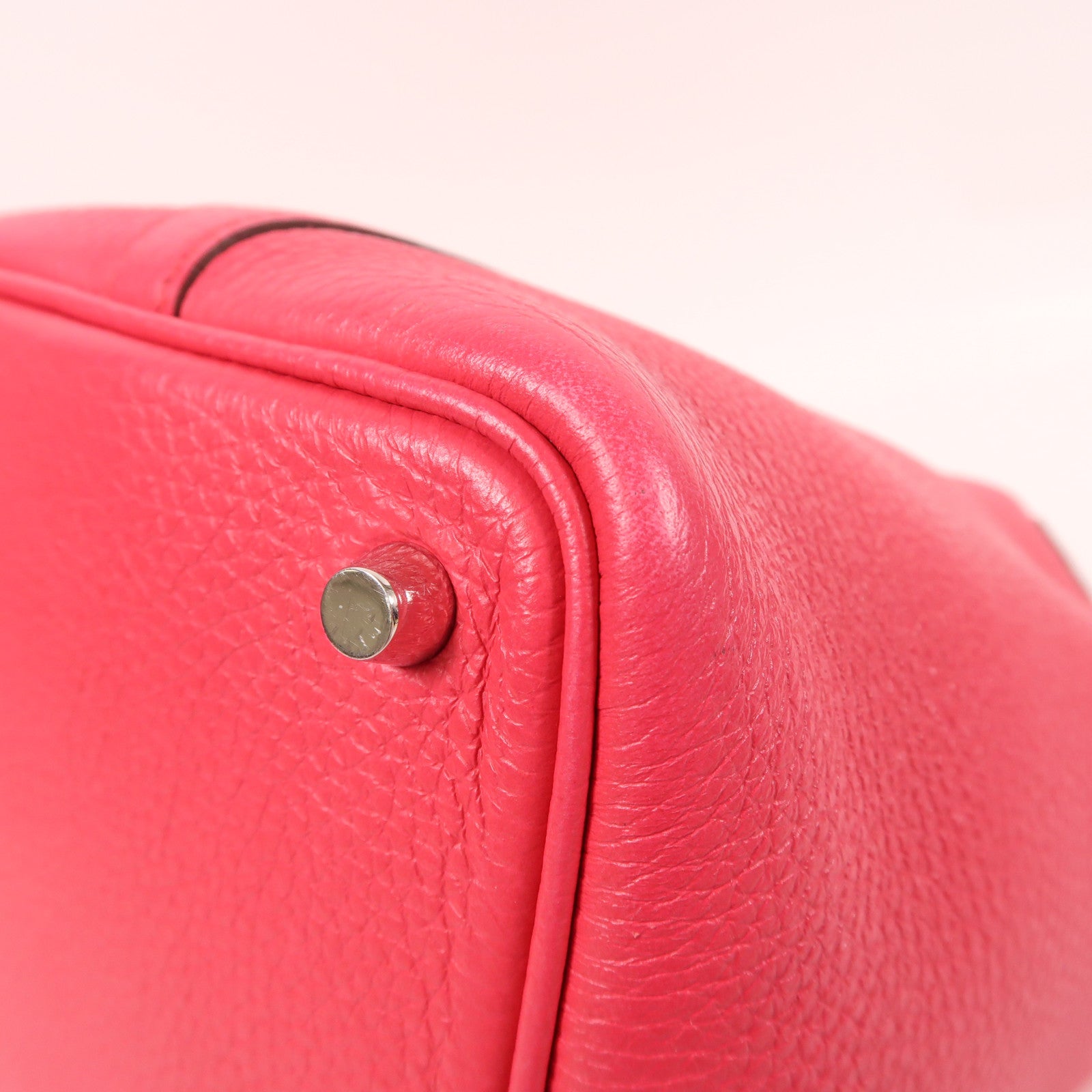 HERMES Clemence皮革Picotin PM銀扣手挽袋粉紅色