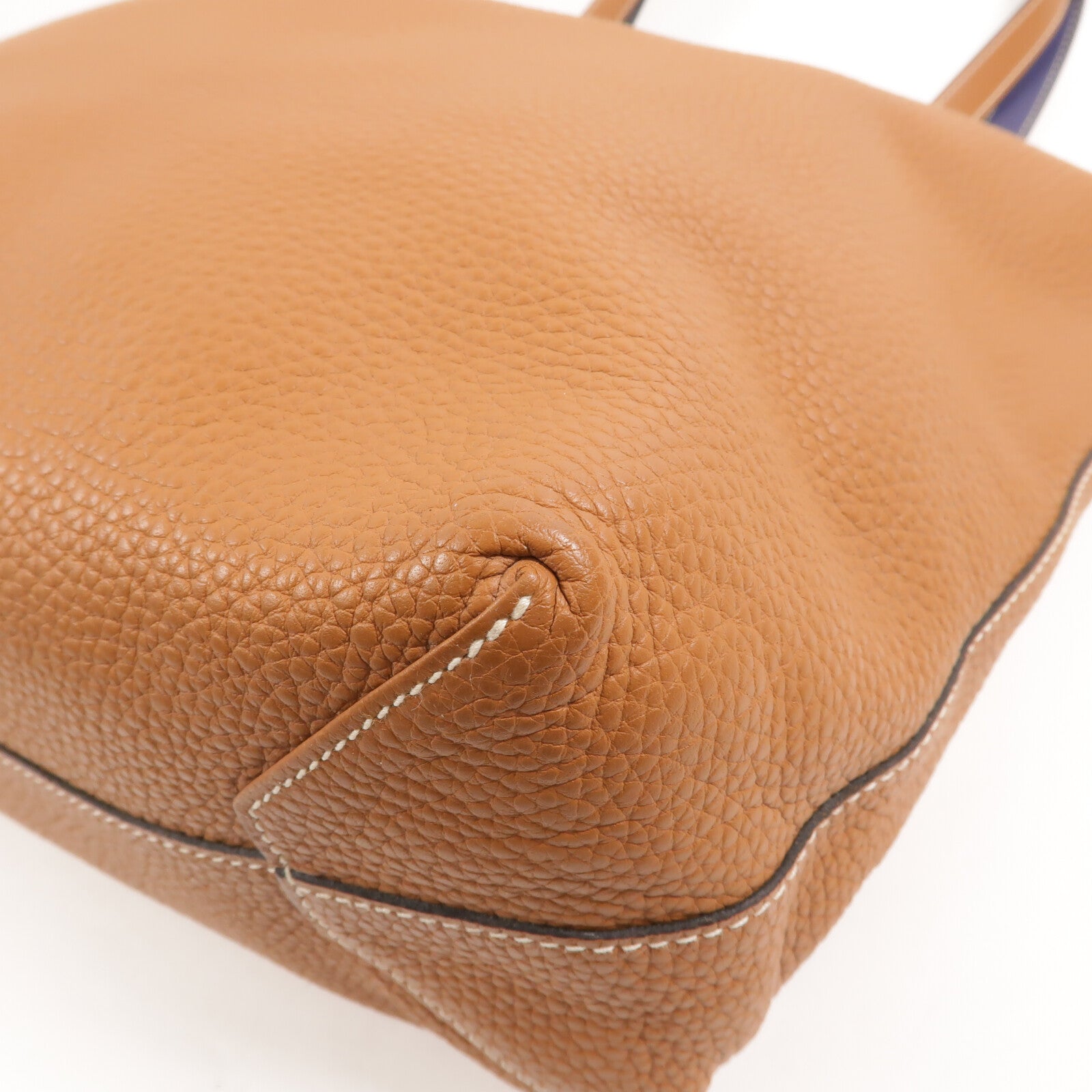 HERMES Clemence皮革Double Sens 36手挽袋Gold/Bleu Encre