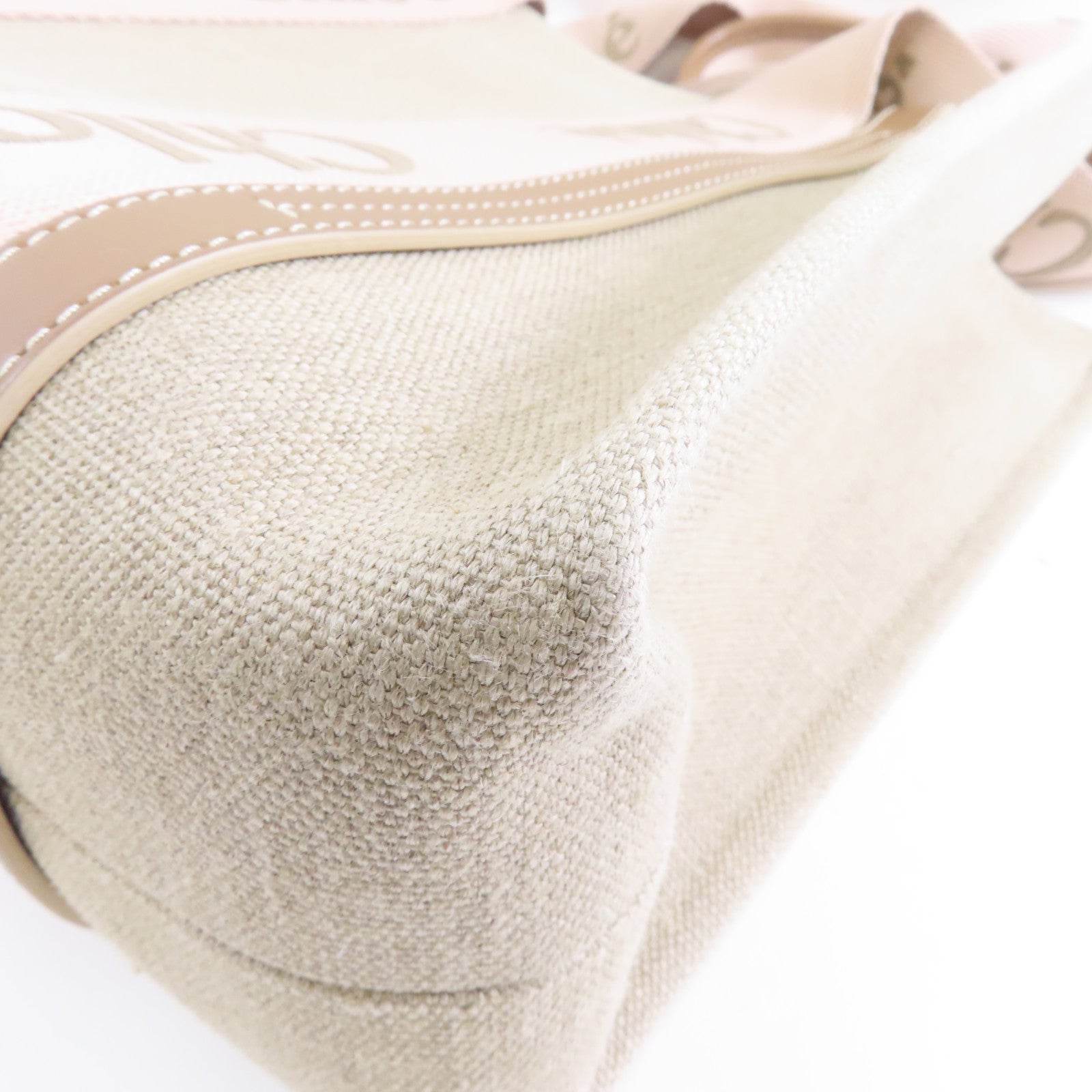 Chloe 帆布/牛皮皮革Woody Tote Bag手挽袋米色