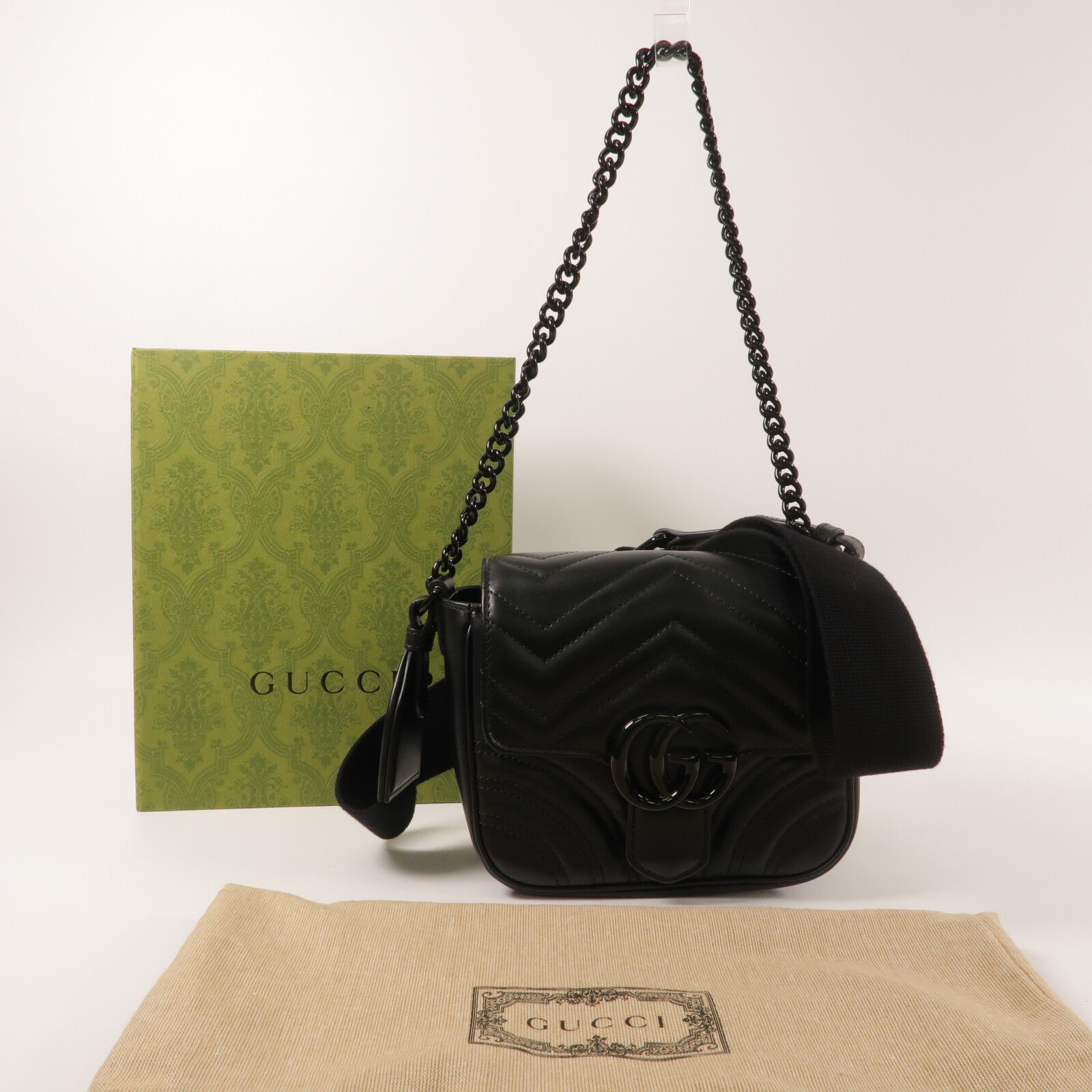 GUCCI 牛皮皮革GG Marmont手挽肩背兩用袋