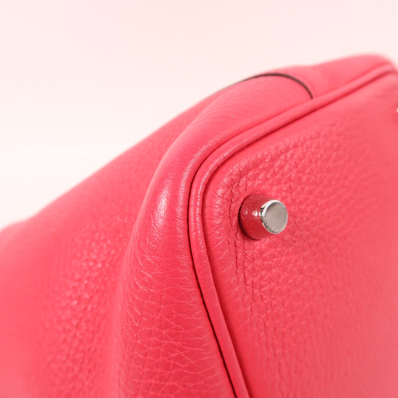 HERMES Clemence皮革Picotin PM銀扣手挽袋粉紅色