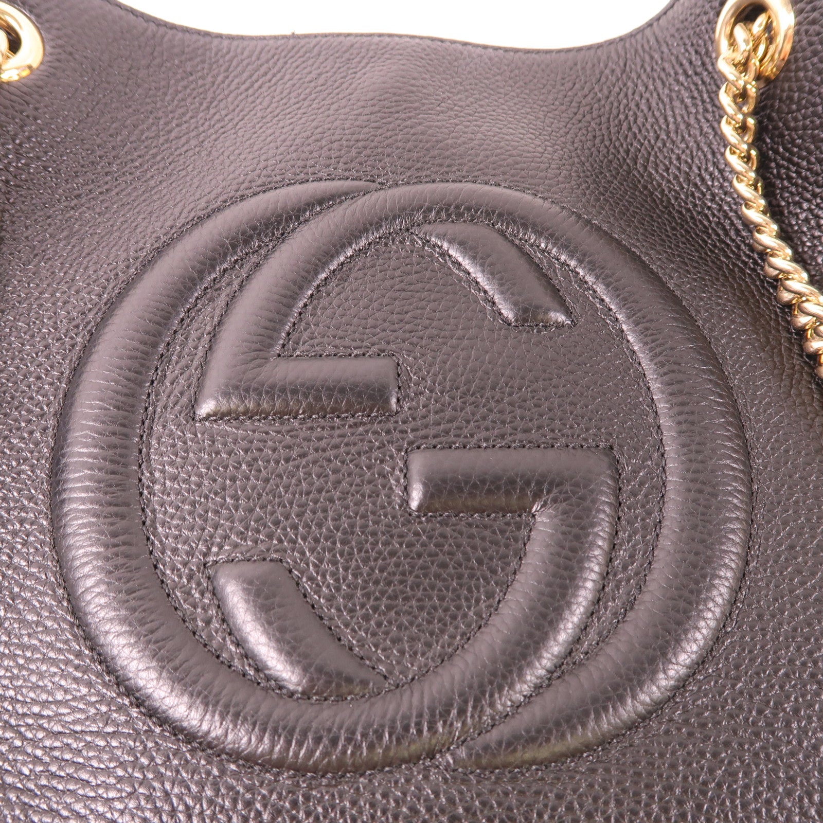 GUCCI 牛皮皮革Tote Bag金扣鏈帶手挽袋