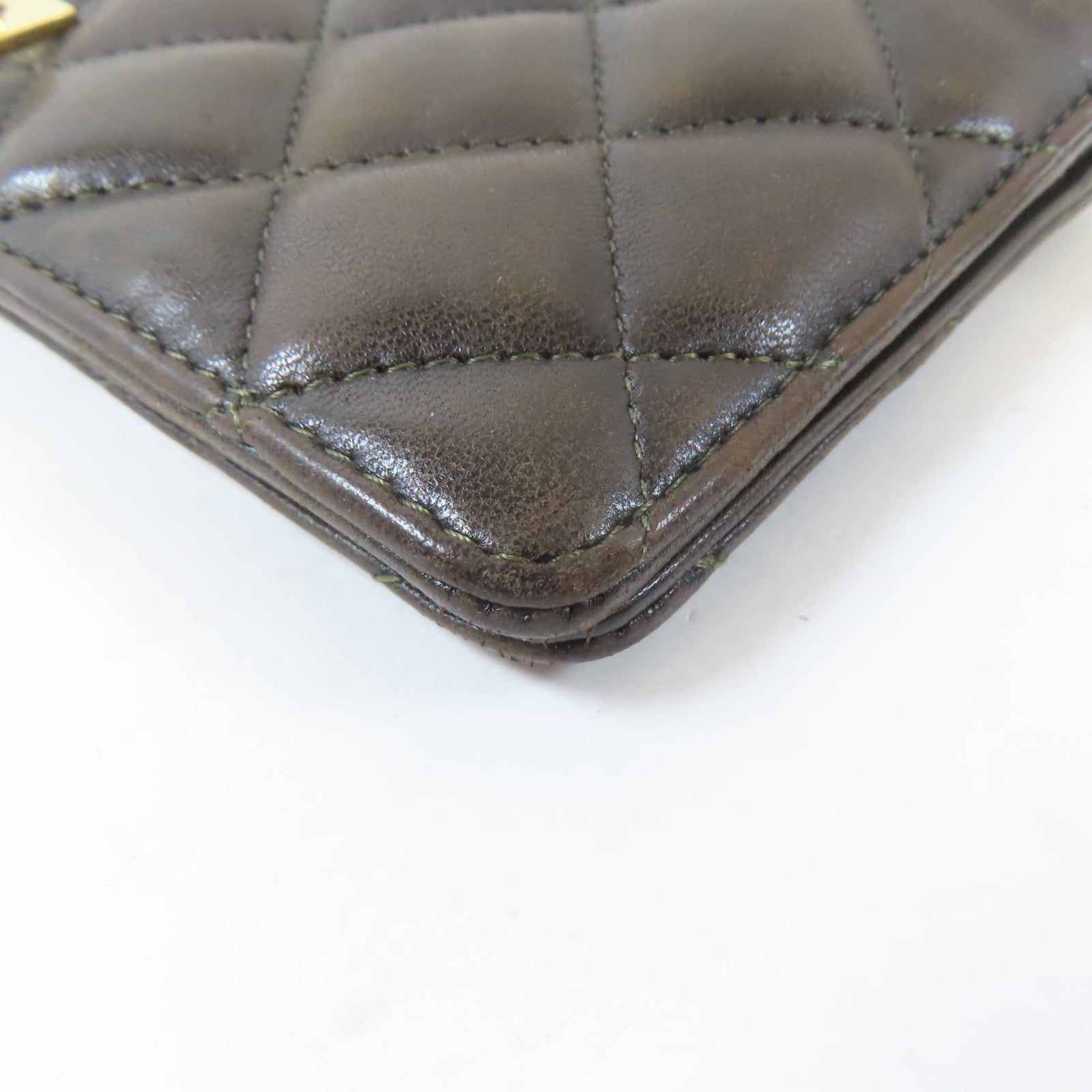 CHANEL 菱格羊皮皮革2.55 Long Bifold Wallet金扣長錢包啡色