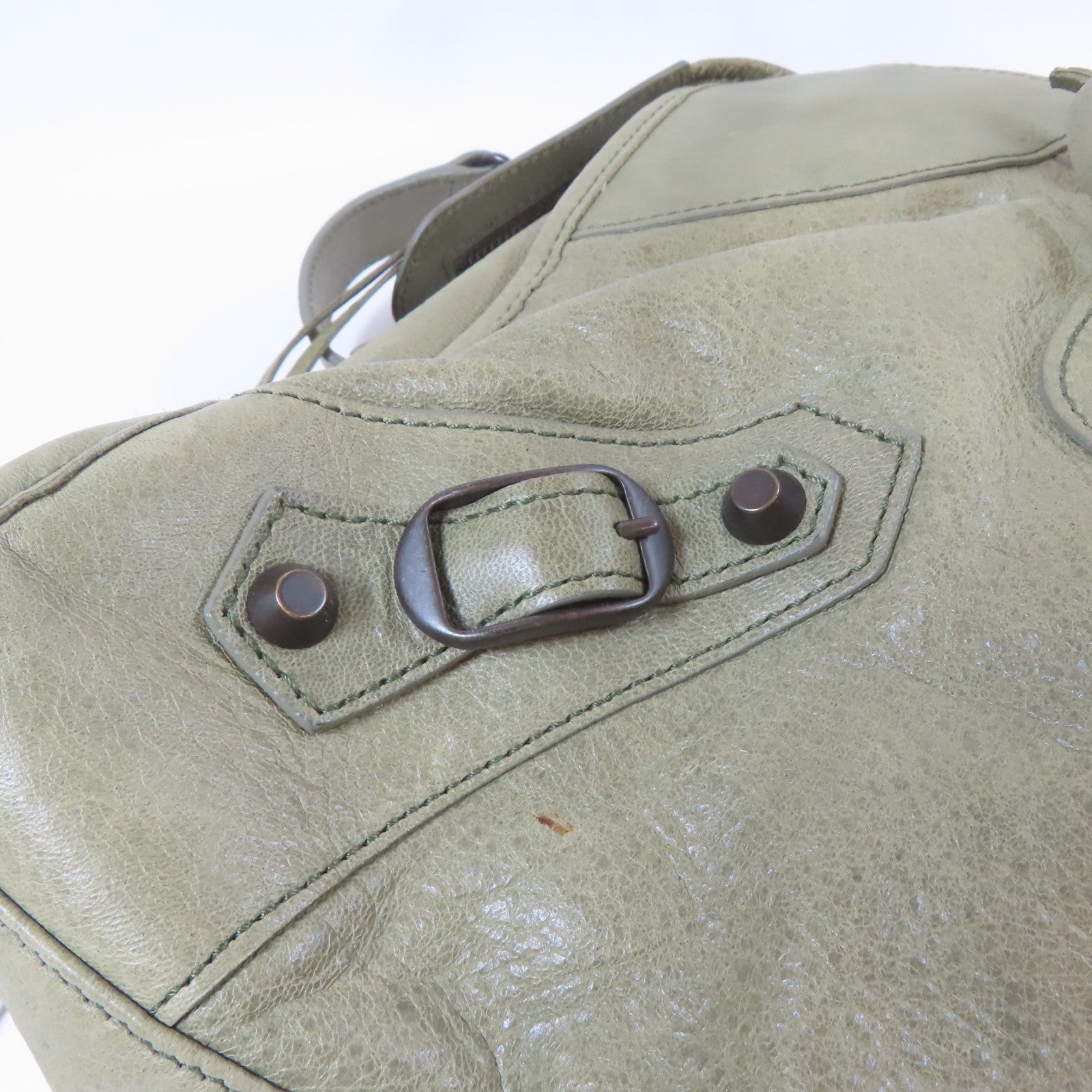 BALENCIAGA 羊皮皮革Classic Part Time銀扣手挽肩背兩用袋綠色