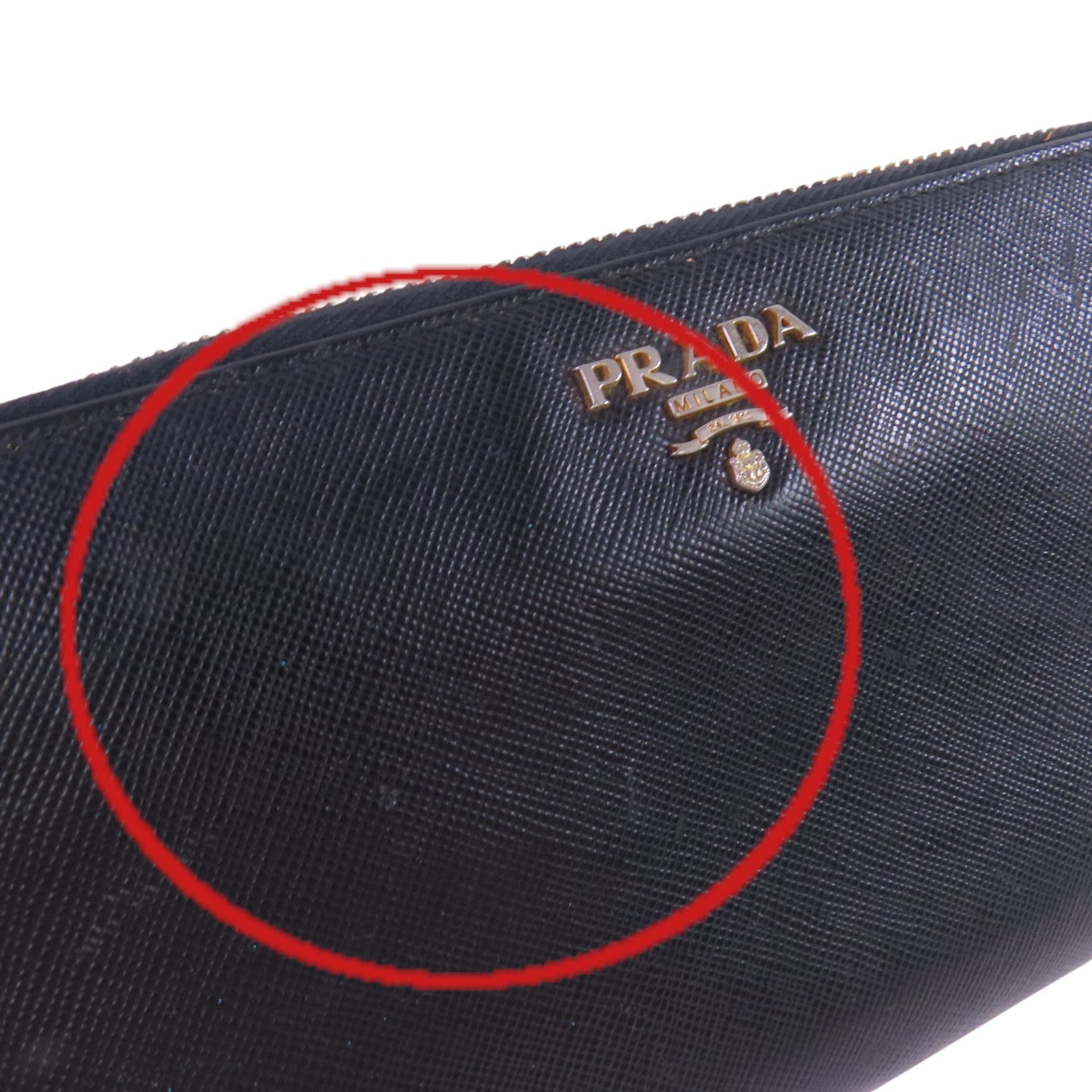 PRADA Saffiano皮革Zipper Long Wallet金扣拉鏈長錢包