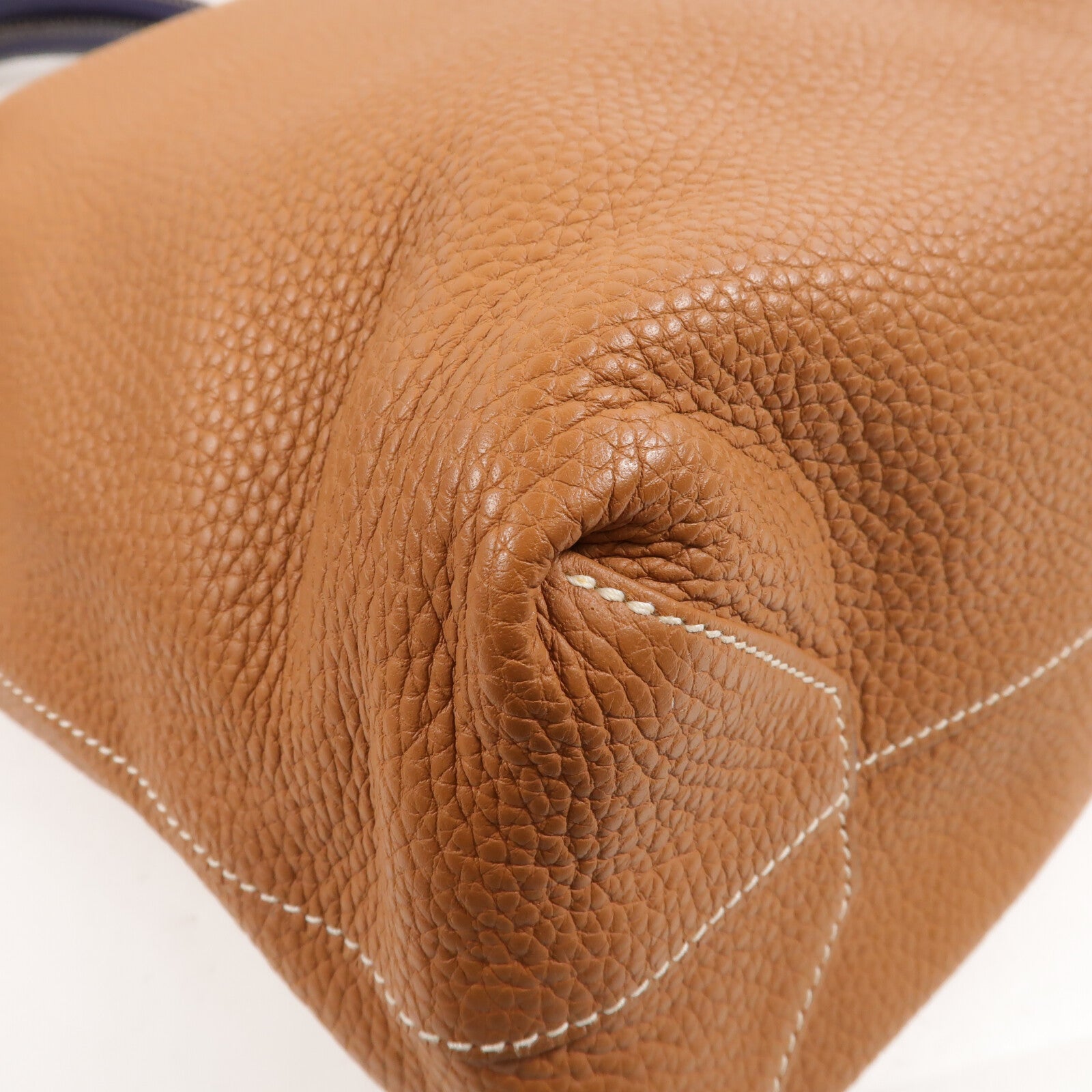 HERMES Clemence皮革Double Sens 36手挽袋Gold/Bleu Encre
