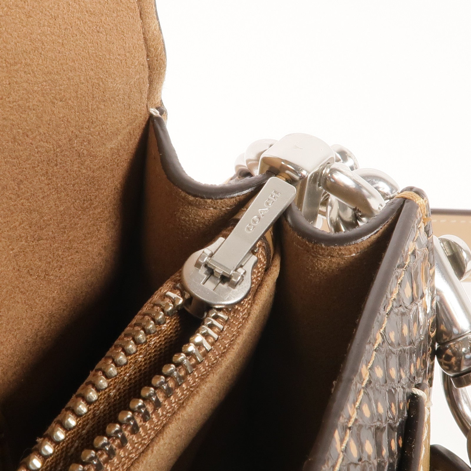COACH 牛皮皮革2way Shoulder Bag銀扣手挽肩背兩用袋