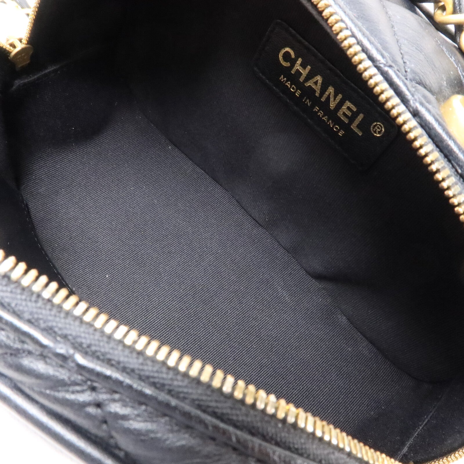 CHANEL 羊皮皮革Matelasse Mini Bowling鏈帶手挽肩背兩用袋