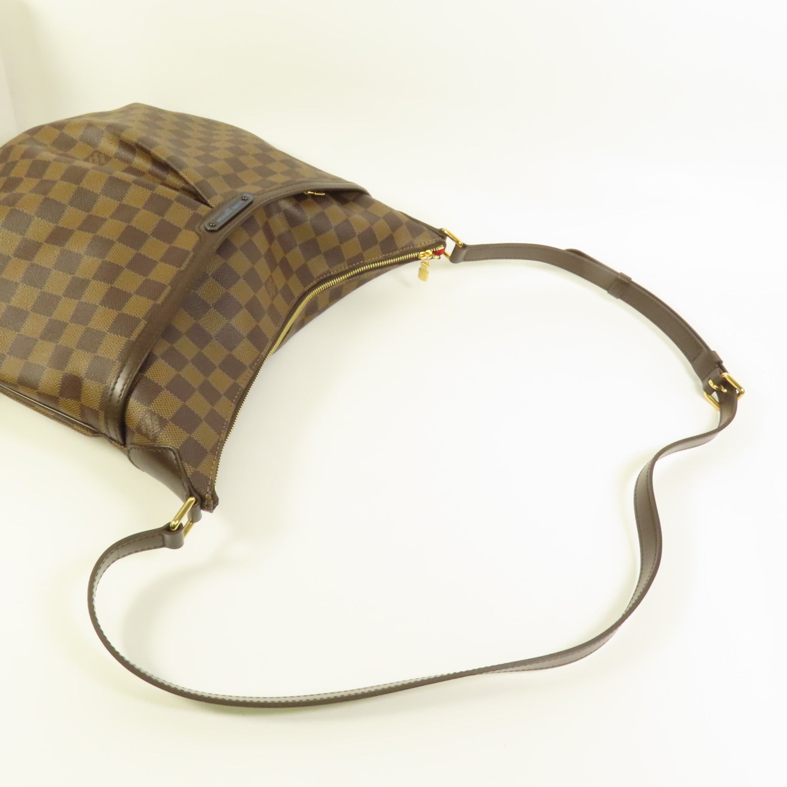 LOUIS VUITTON Damier Bloomsbury PM金扣肩背袋棕色