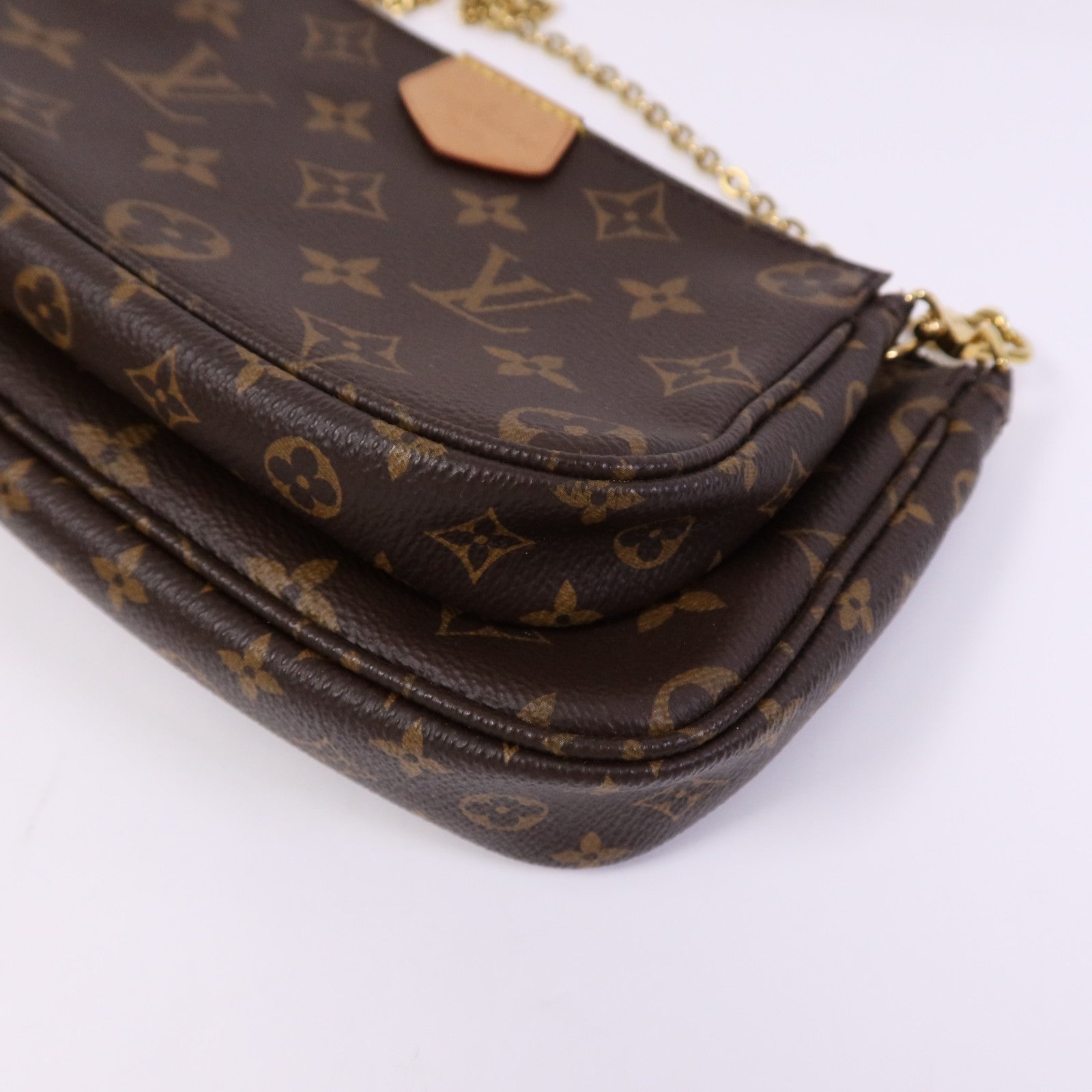 LOUIS VUITTON Monogram Multi Pochette Accessoires金扣手挽肩背兩用袋棕色