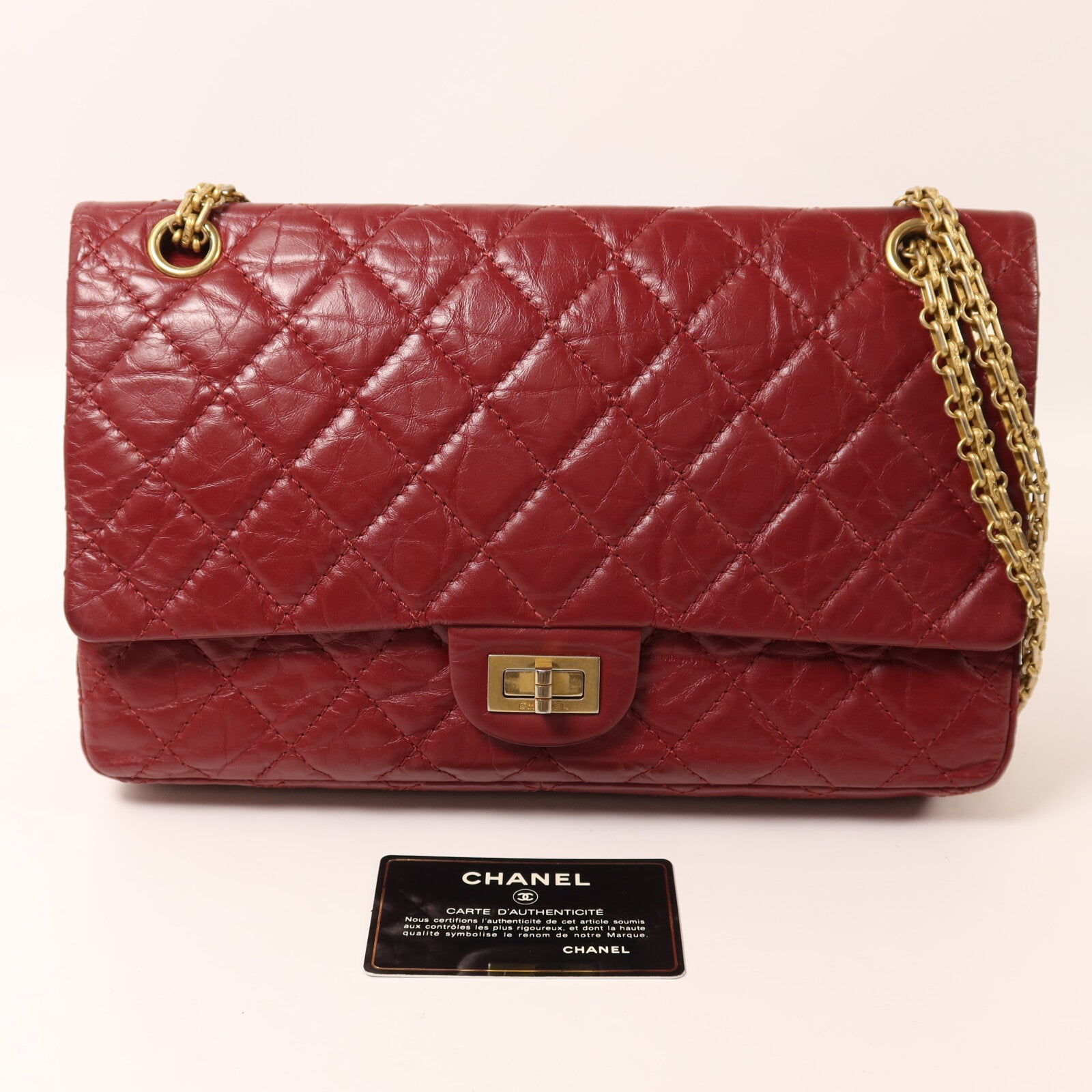 CHANEL 牛皮皮革2.55 Chain Shoulder金扣鏈帶肩背袋