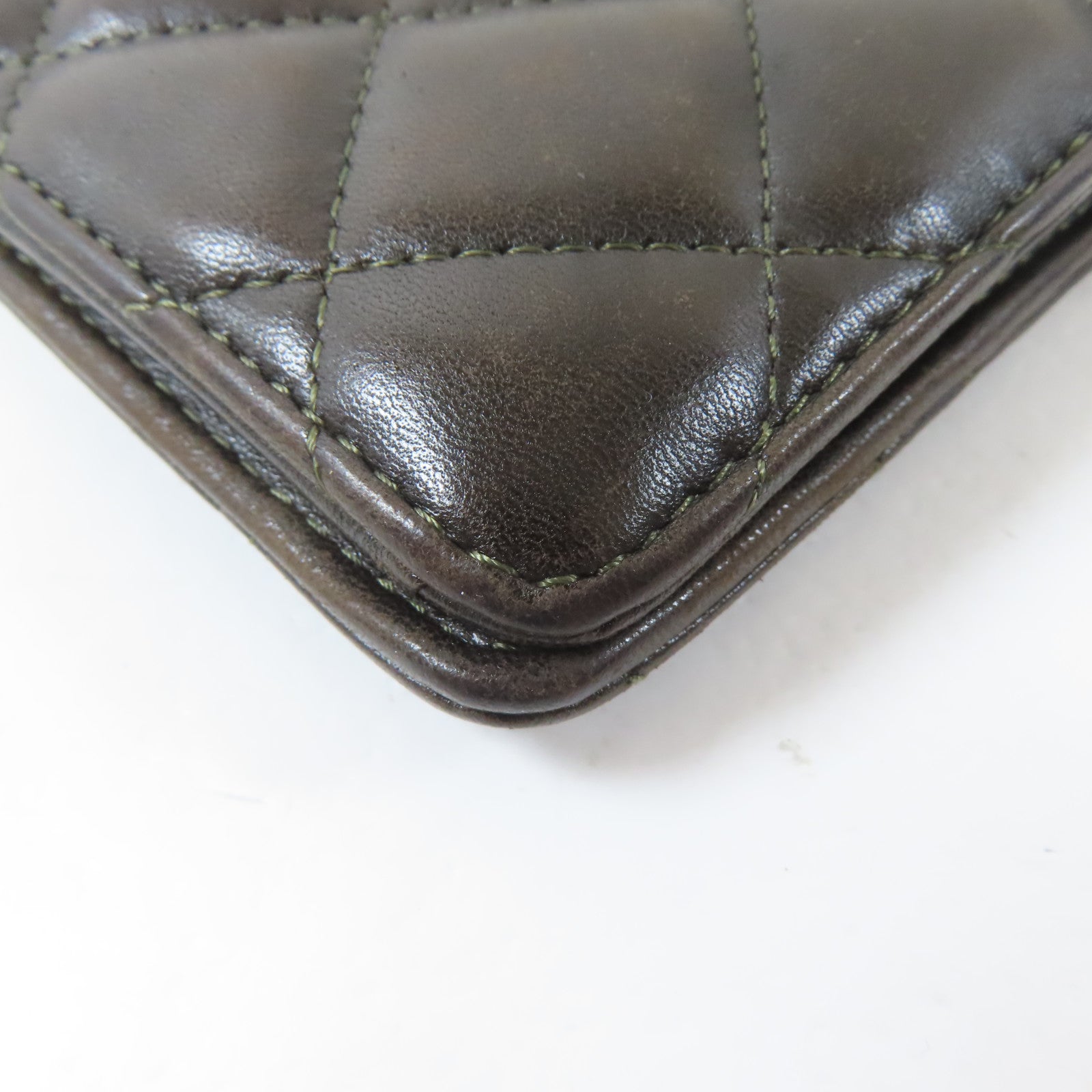 CHANEL 菱格羊皮皮革2.55 Long Bifold Wallet金扣長錢包啡色